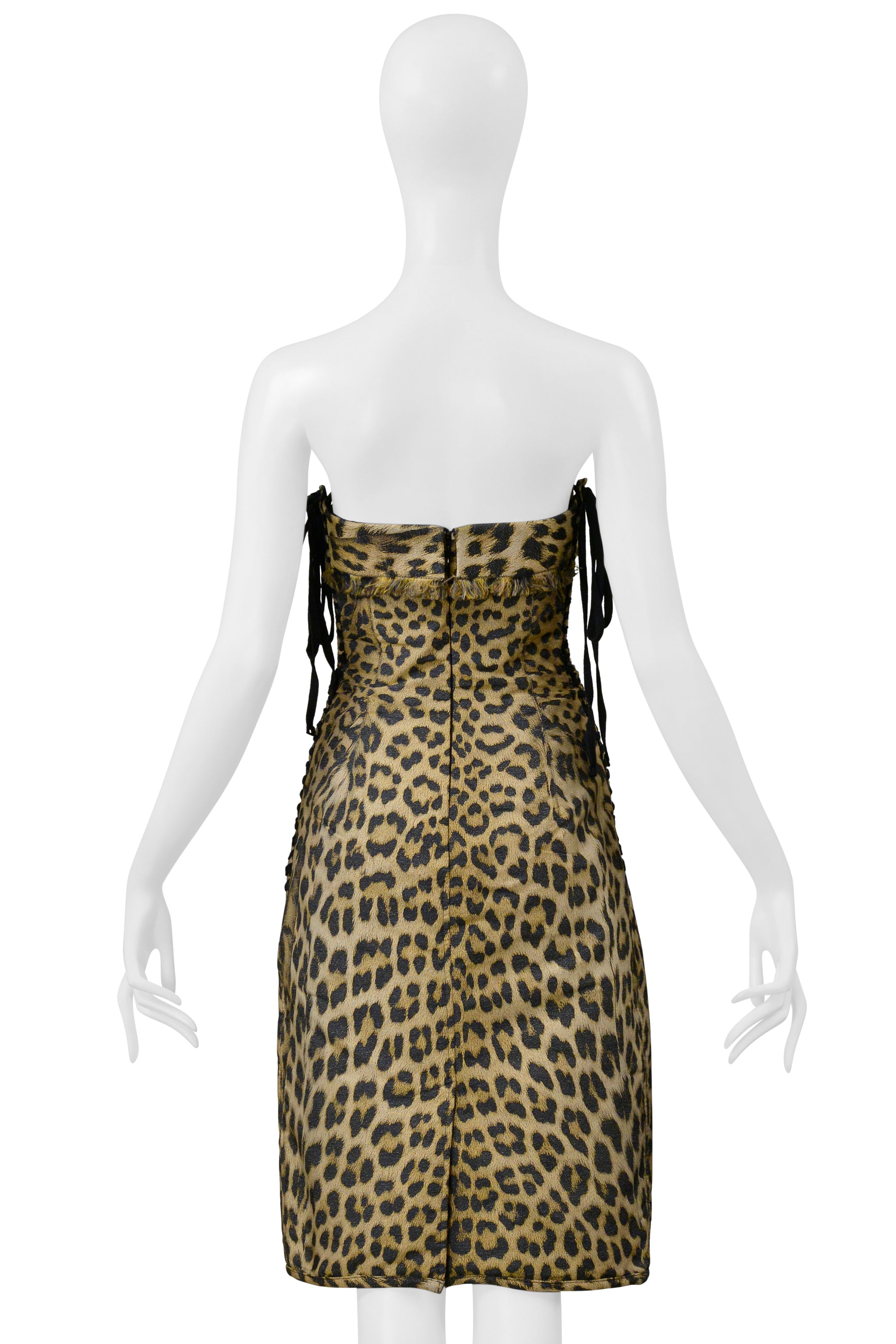 JEAN PAUL GAULTIER TROMPE L'OEIL LEOPARD PRINT DRESS AND CORSET LACING 2004