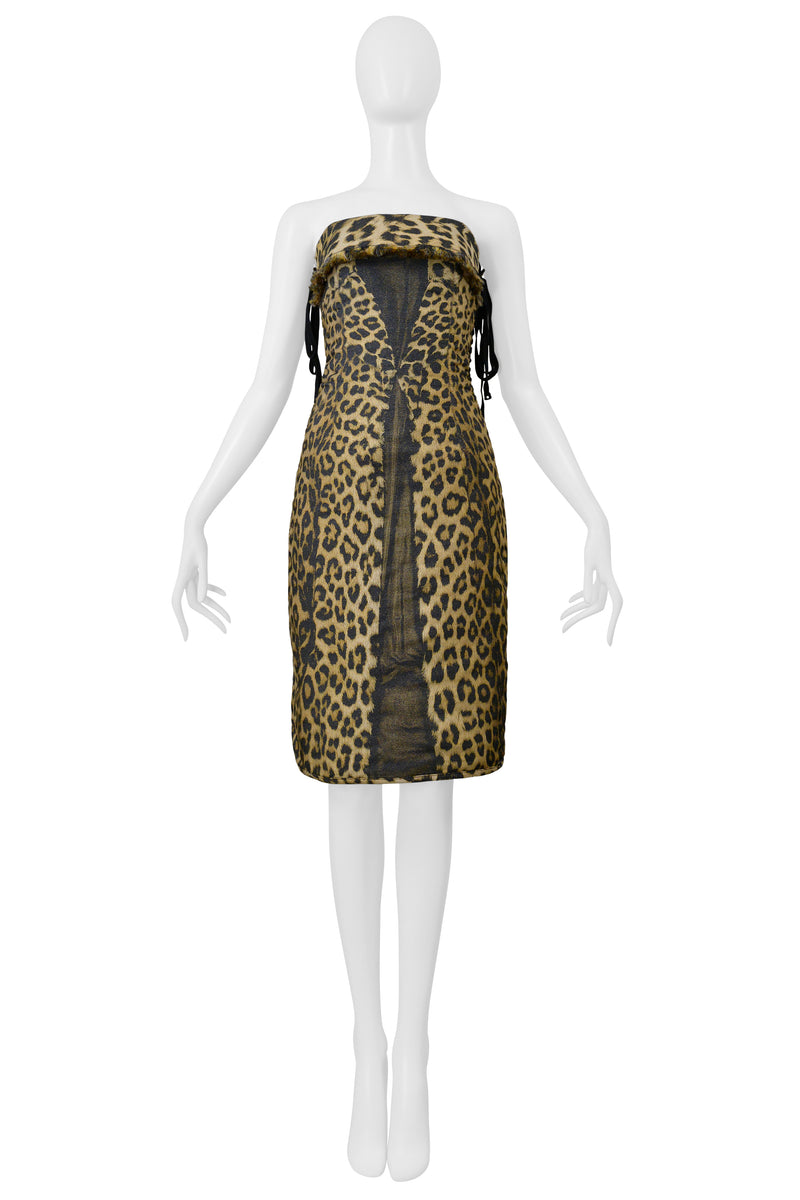 JEAN PAUL GAULTIER TROMPE L'OEIL LEOPARD PRINT DRESS AND CORSET LACING 2004
