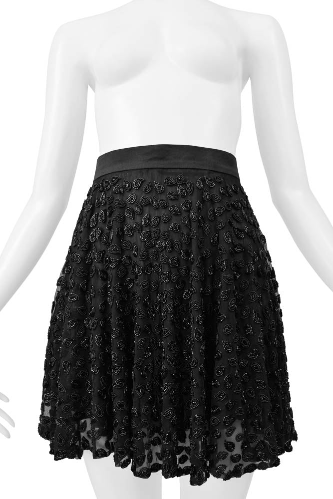 GENNY BLACK CHIFFON FANCY SKIRT WITH EXTRAORDINARY PAISLEY BEADING