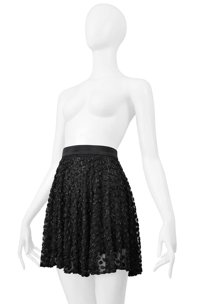 GENNY BLACK CHIFFON FANCY SKIRT WITH EXTRAORDINARY PAISLEY BEADING