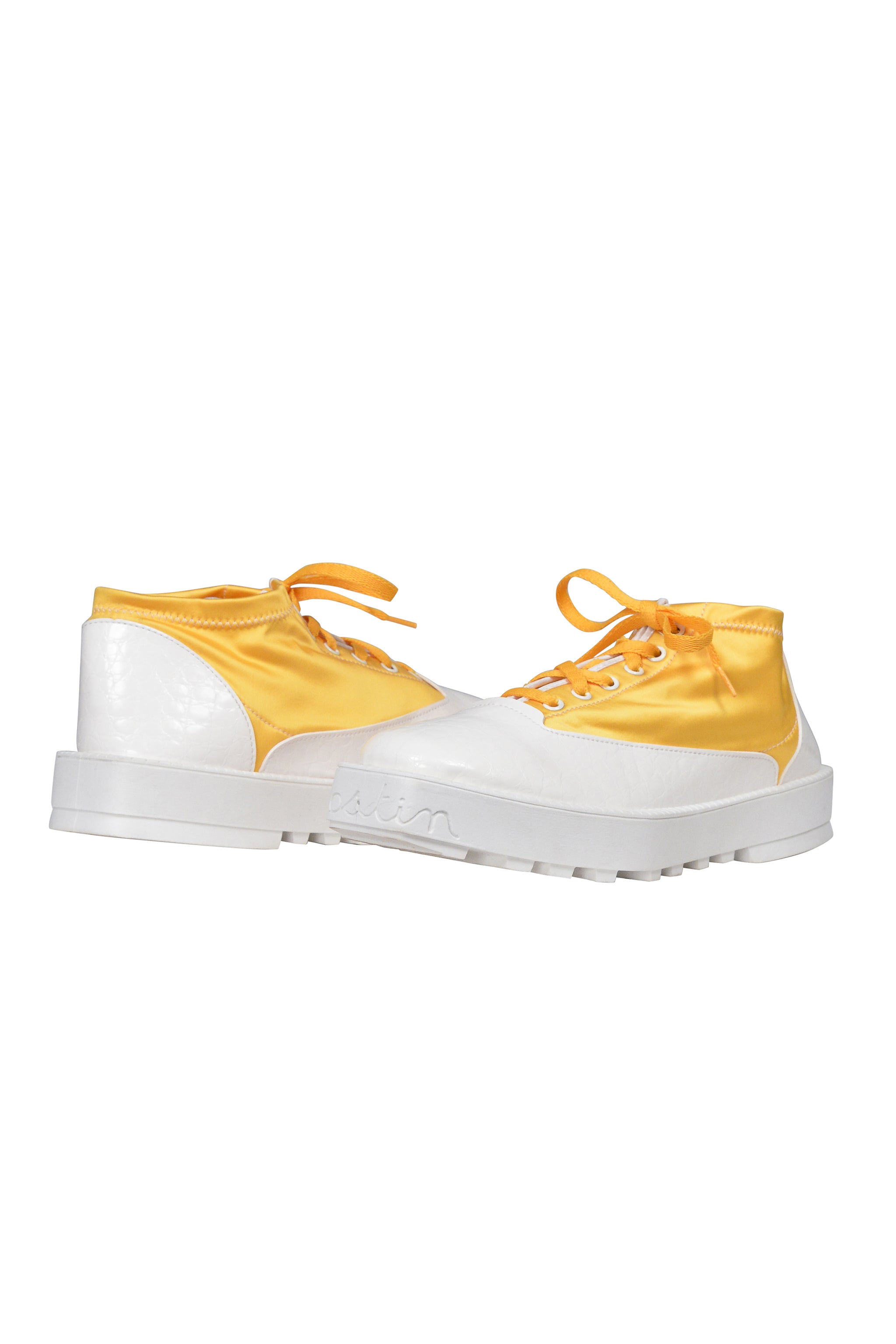 GHOSTIN BY PIERRE GIROD ORANGE AND WHITE LACE UP TRAINERS