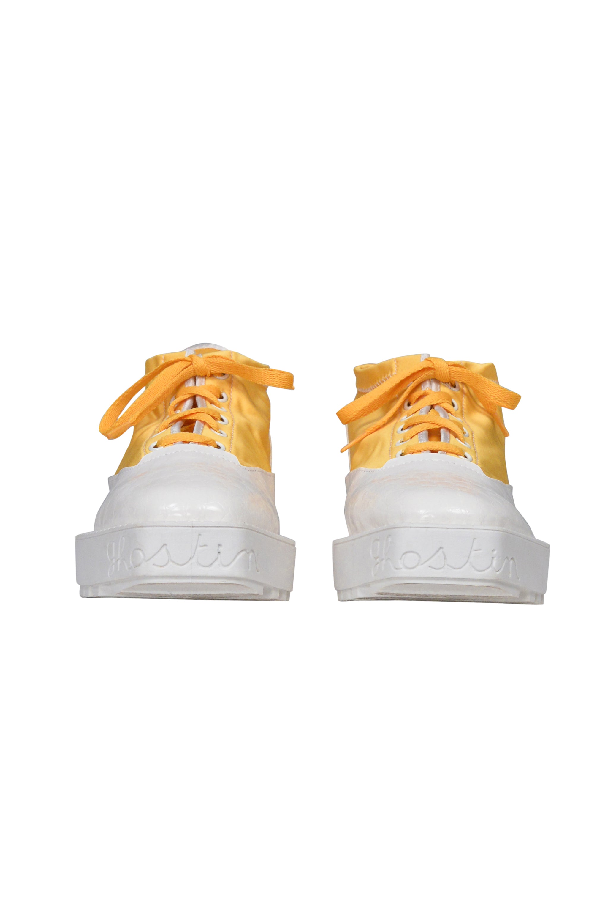 GHOSTIN BY PIERRE GIROD ORANGE AND WHITE LACE UP TRAINERS