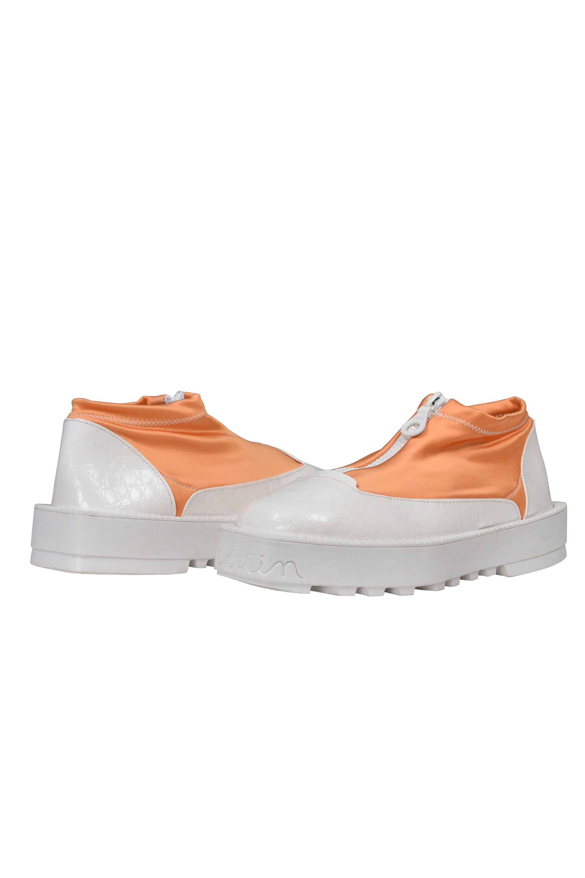 GHOSTIN BY PIERRE GIROD ORANGE AND WHITE ZIPPER TRAINERS