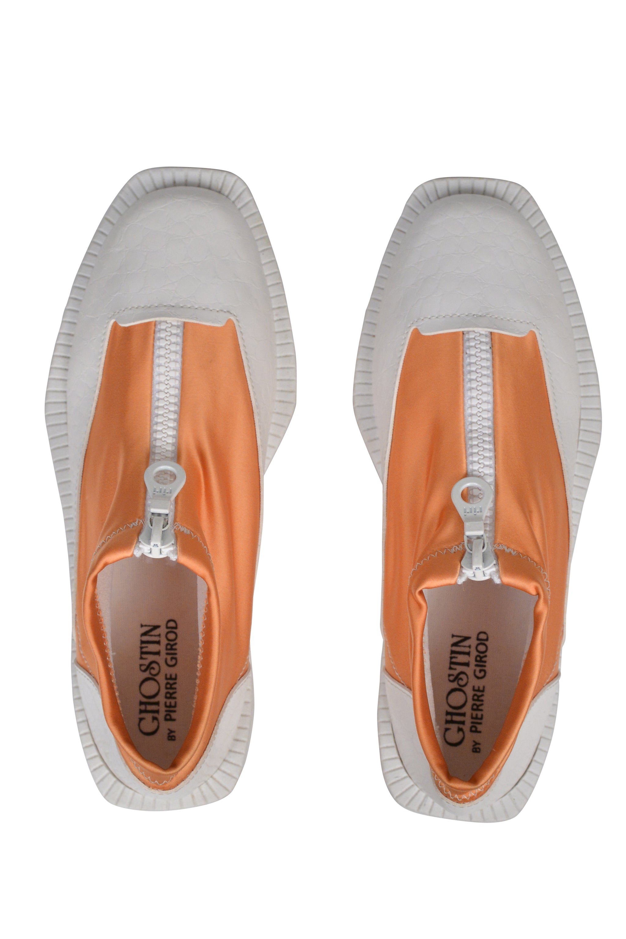 GHOSTIN BY PIERRE GIROD ORANGE AND WHITE ZIPPER TRAINERS