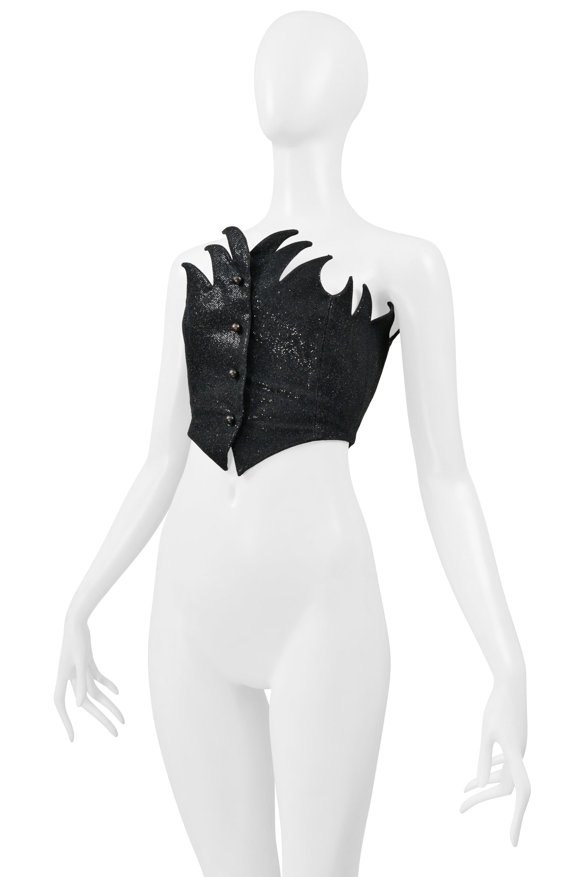ROMEO GIGLI BLACK METALLIC FLAME BUSTIER 1992