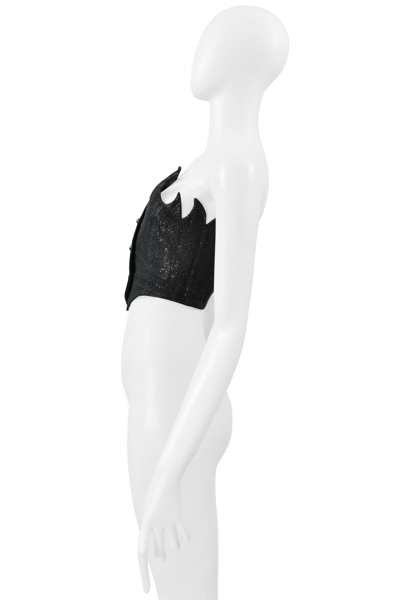ROMEO GIGLI BLACK METALLIC FLAME BUSTIER 1992