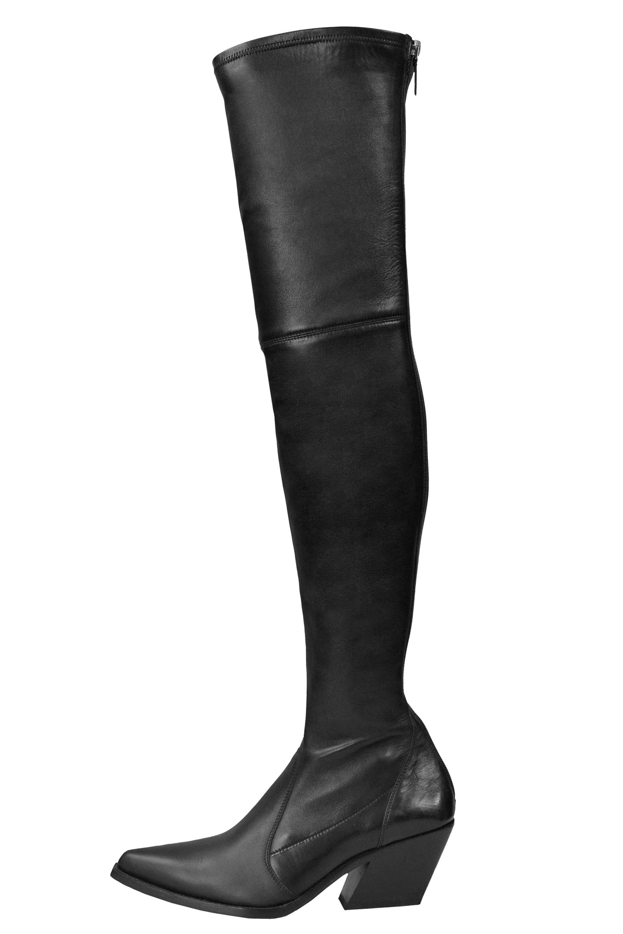 GIVENCHY BLACK LEATHER THIGH HIGH WESTERN BOOT