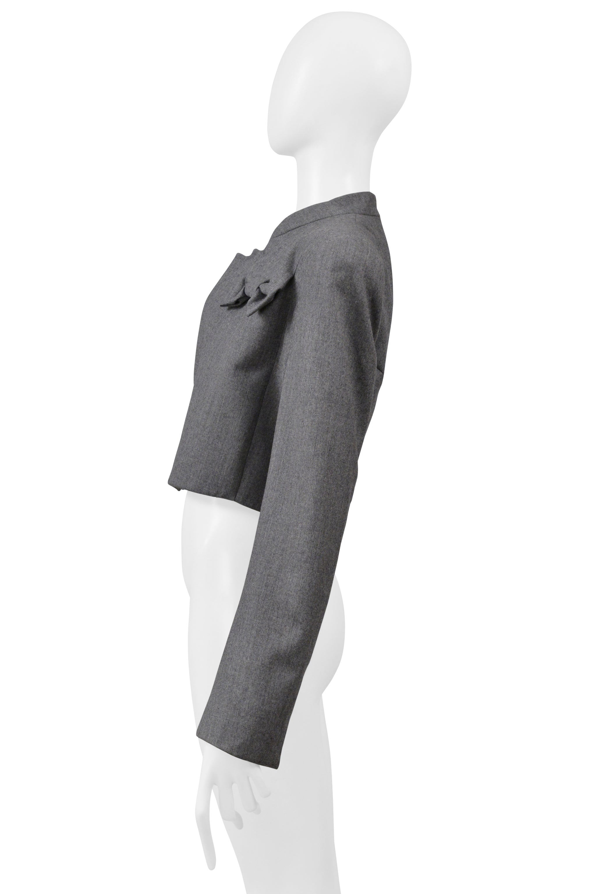 GIVENCHY BY JOHN GALLIANO CROPPED GREY JACKET WITH BOWS 1996