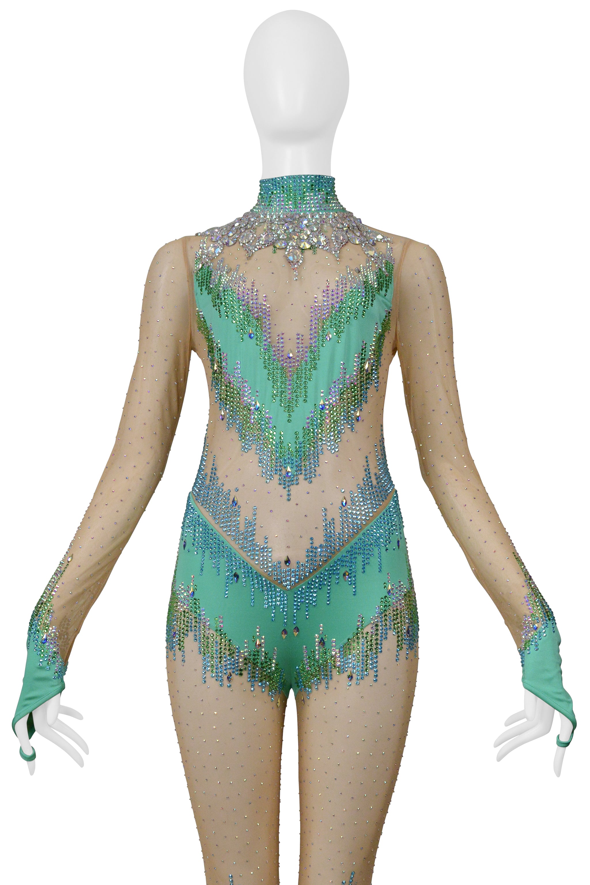 GUCCI NUDE MESH AND BEADED JUMPSUIT 2018