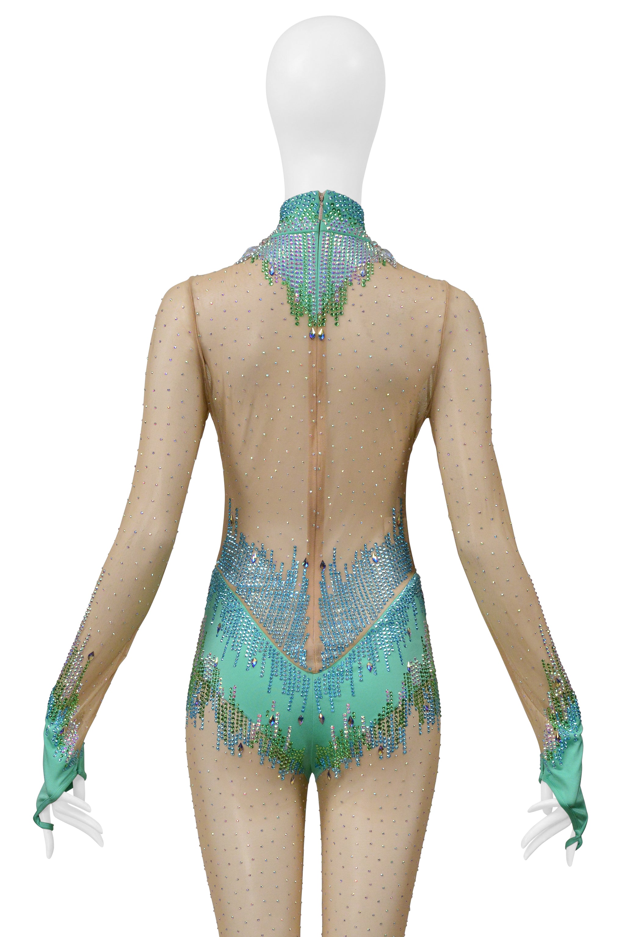 GUCCI NUDE MESH AND BEADED JUMPSUIT 2018