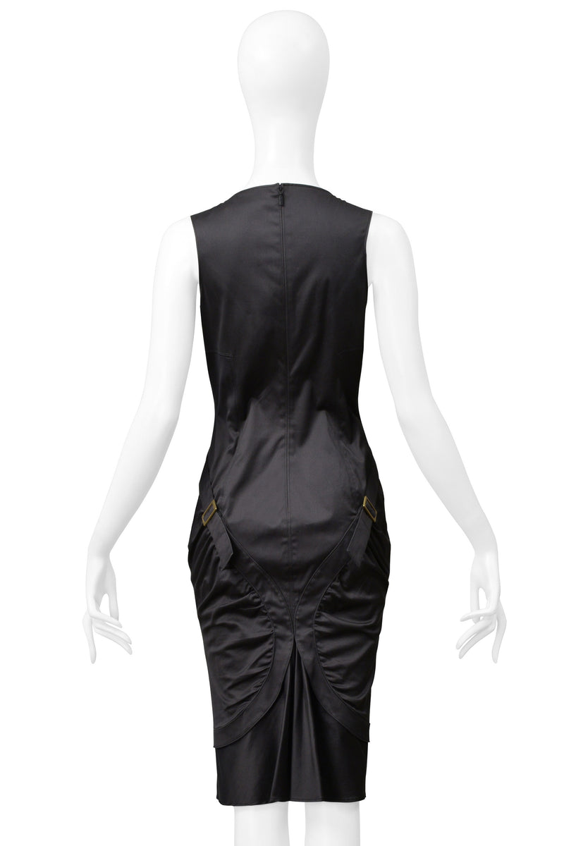 GUCCI BY TOM FORD CHARCOAL GREY BUCKLE BACK DRESS 2003