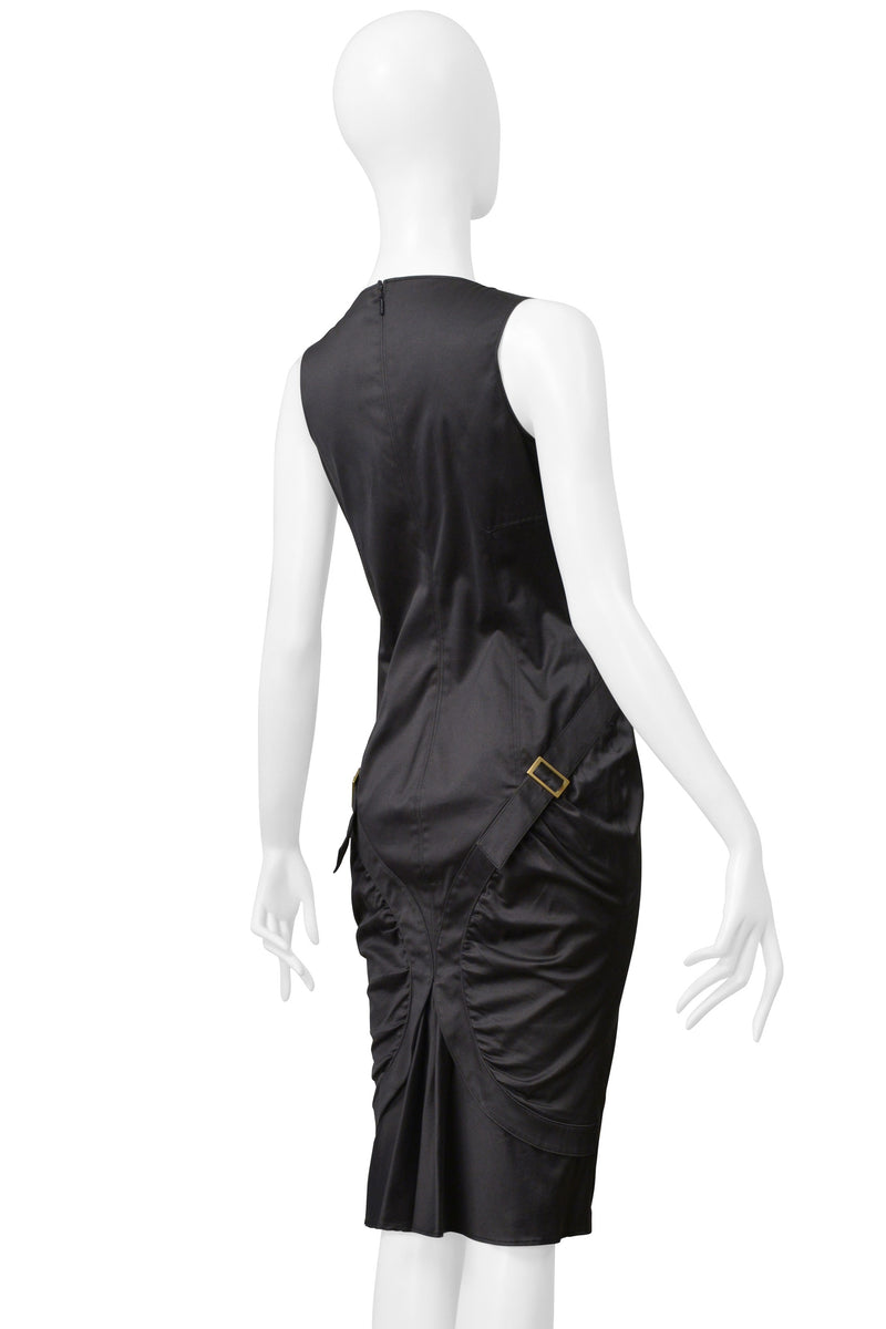 GUCCI BY TOM FORD CHARCOAL GREY BUCKLE BACK DRESS 2003