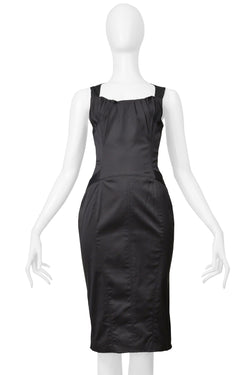 GUCCI BY TOM FORD CHARCOAL GREY BUCKLE BACK DRESS 2003