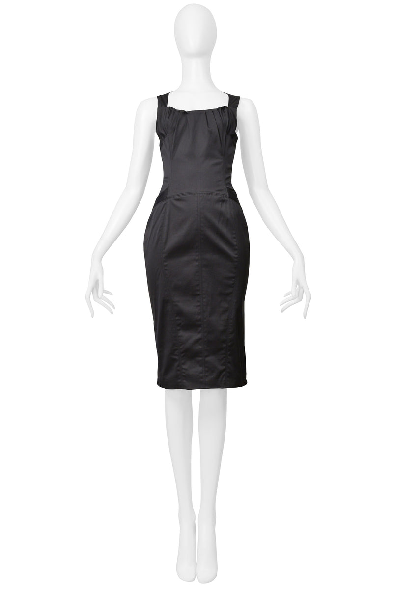 GUCCI BY TOM FORD CHARCOAL GREY BUCKLE BACK DRESS 2003