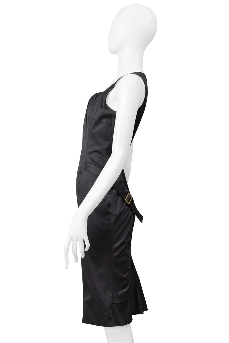 GUCCI BY TOM FORD CHARCOAL GREY BUCKLE BACK DRESS 2003