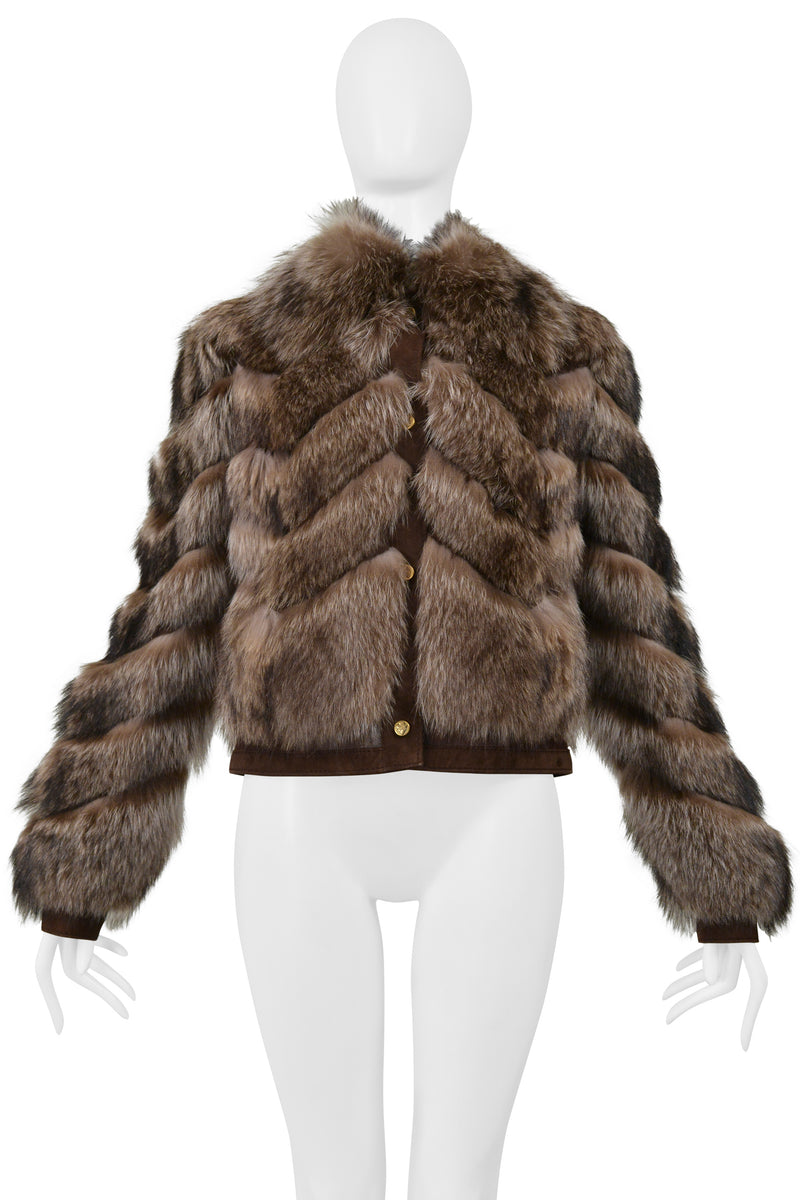GUCCI BROWN CHEVRON FUR COAT 2008