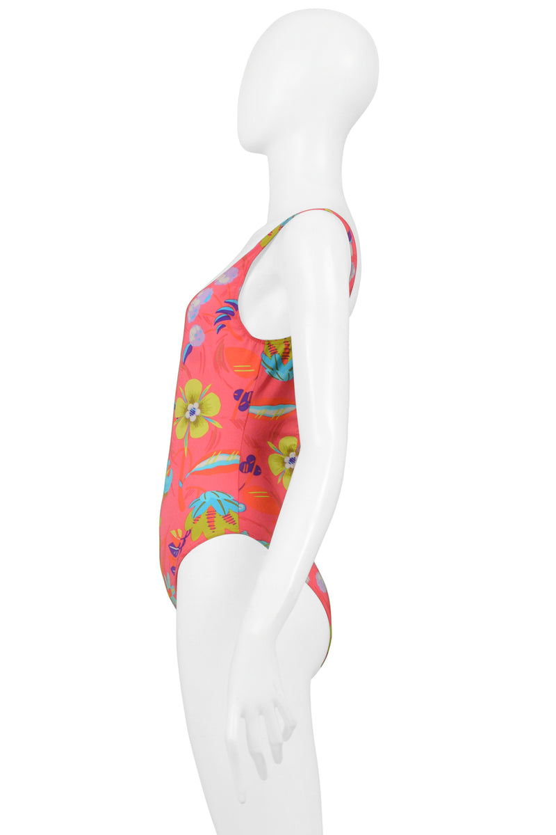 GUCCI BY TOM FORD PINK FLORAL PRINT ONE PIECE SWIMSUIT 1999