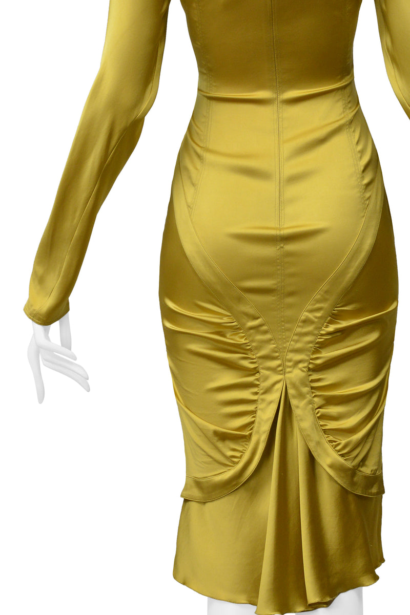 GUCCI BY TOM FORD GOLD SATIN CORSET DRESS 2003