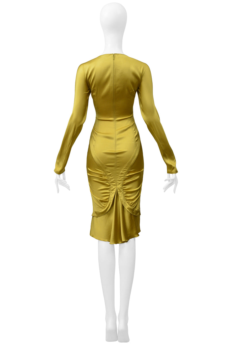 GUCCI BY TOM FORD MUSTARD YELLOW SATIN CORSET DRESS 2003