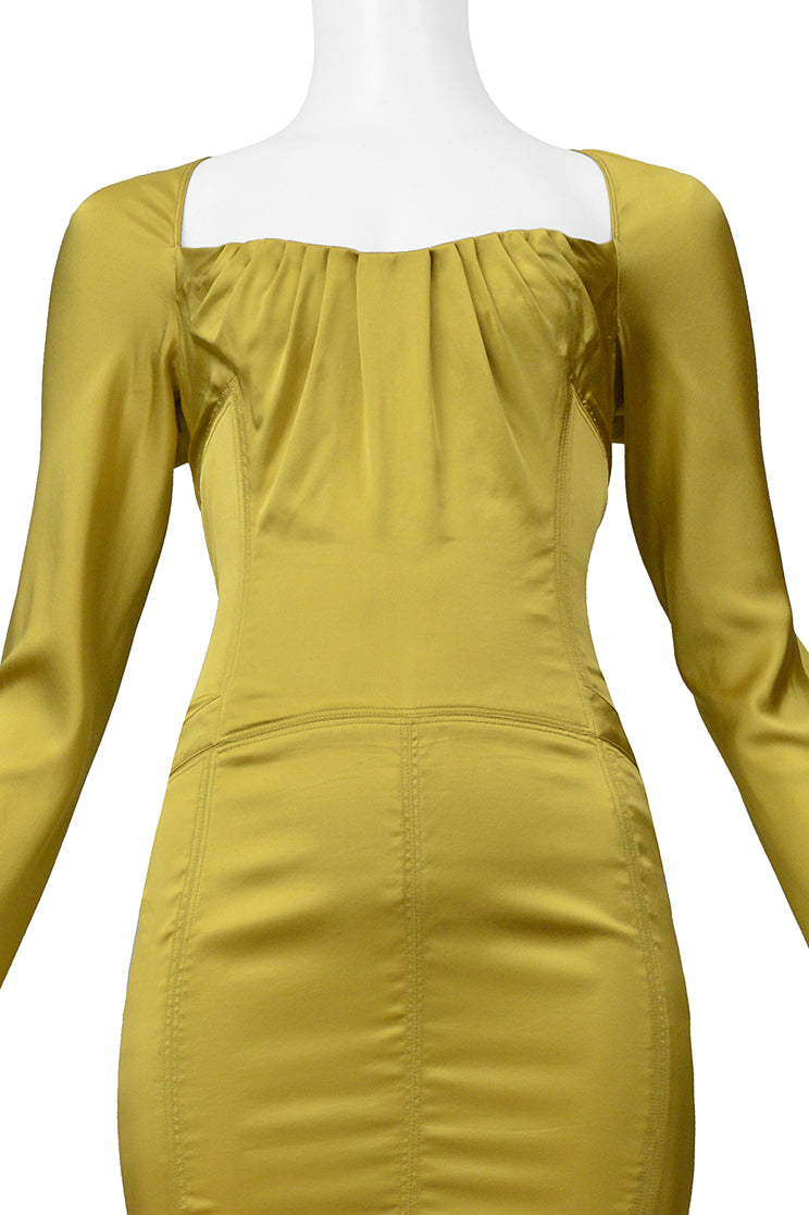 GUCCI BY TOM FORD GOLD SATIN CORSET DRESS 2003