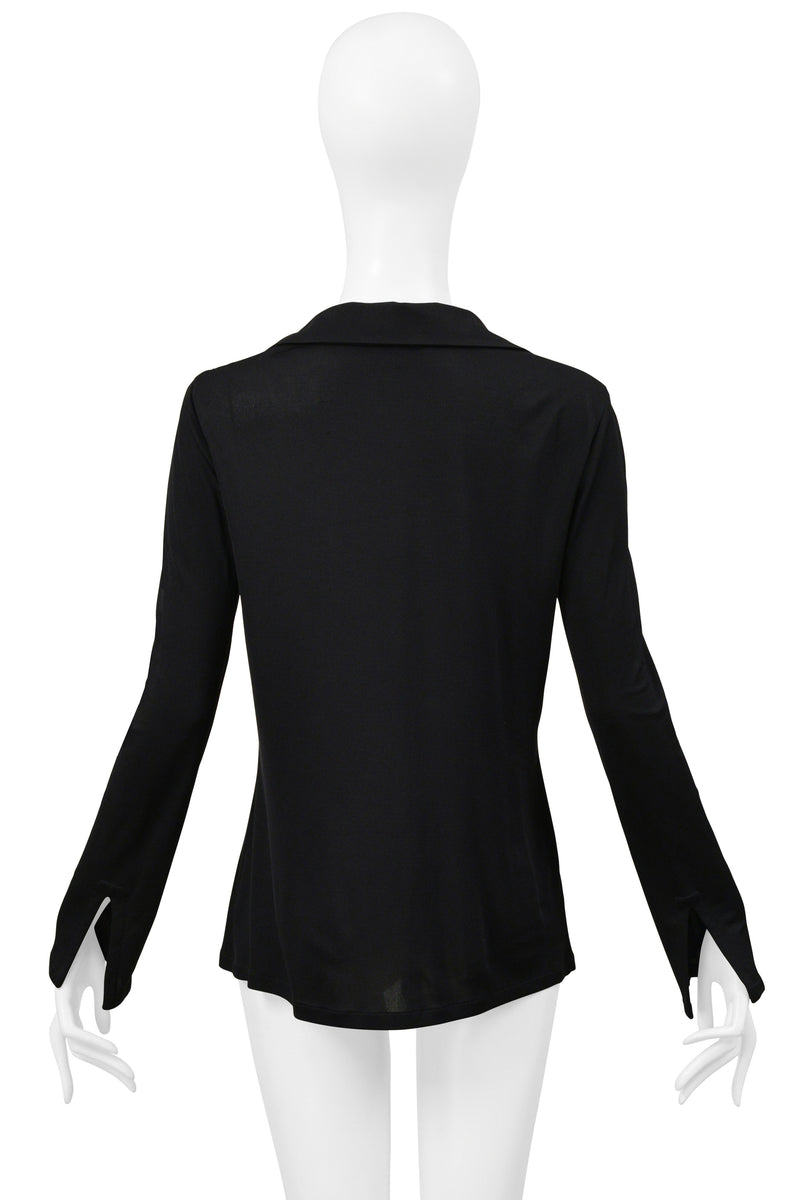 GUCCI BY TOM FORD BLACK JERSEY LOW CUT COWL NECK TOP 1997