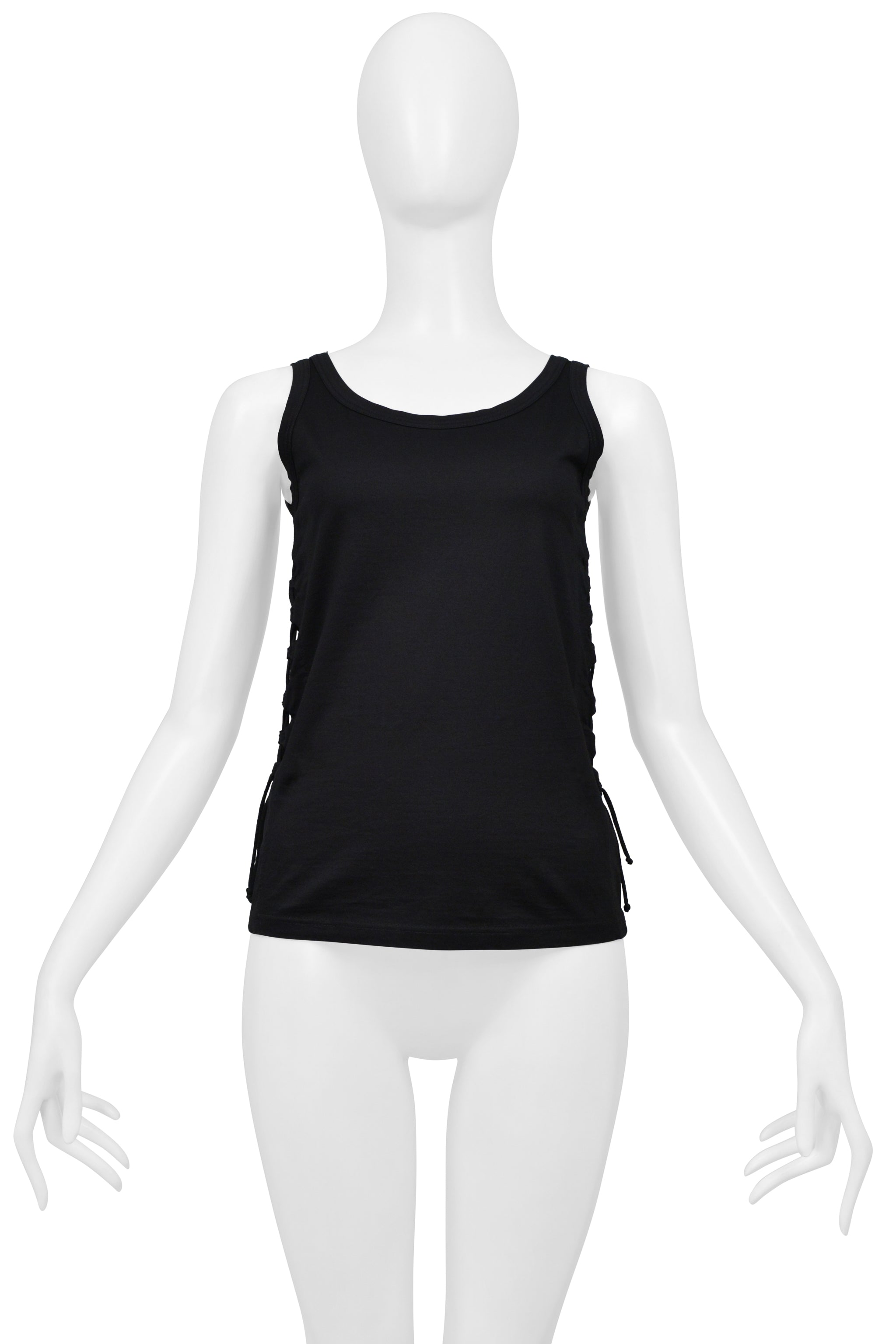 HELMUT LANG BLACK LACE UP TANK TOP 2001