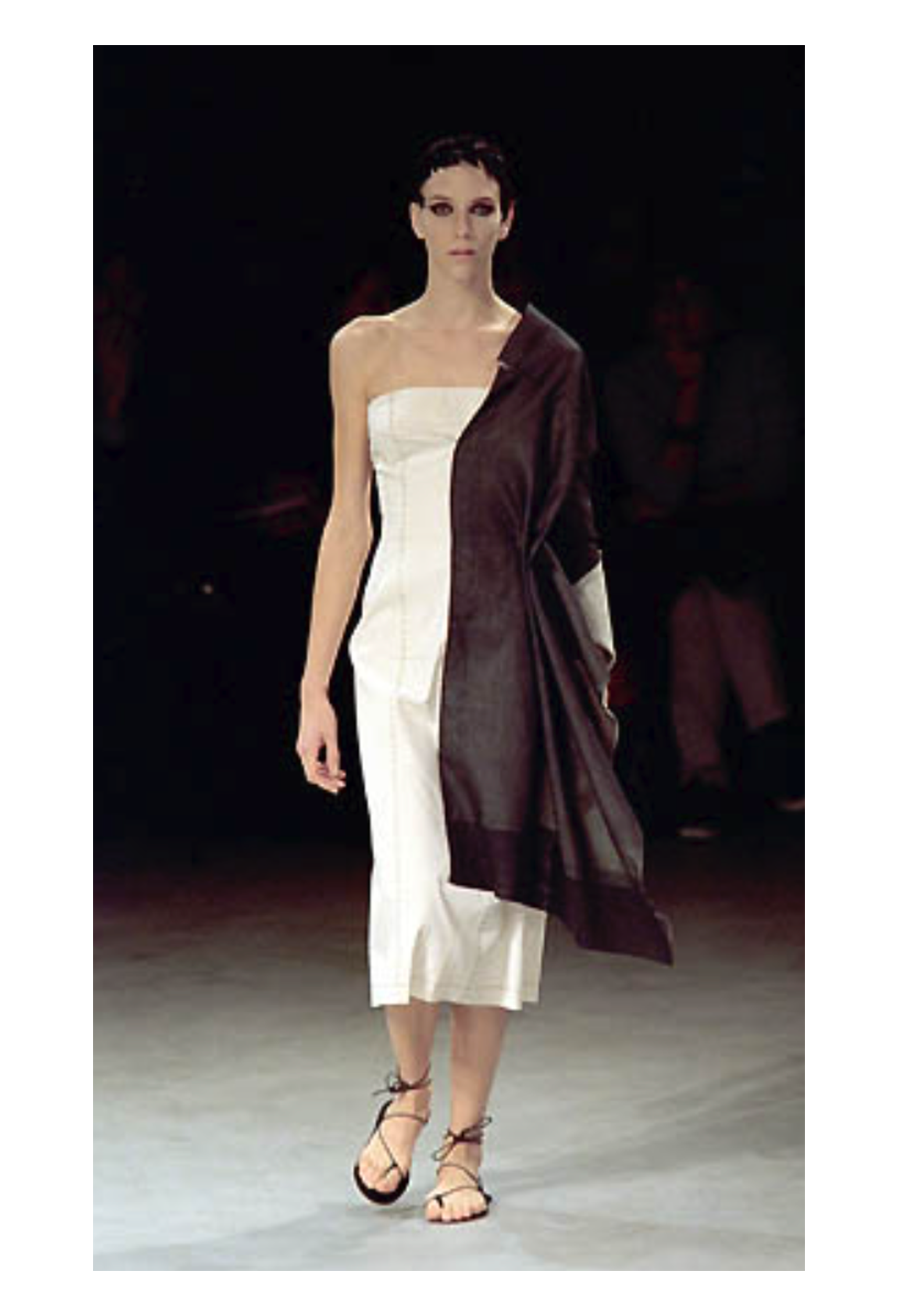 YOHJI YAMAMOTO OFF WHITE DRESSMAKERS DRESS WITH HALF BLACK JACKET 2000