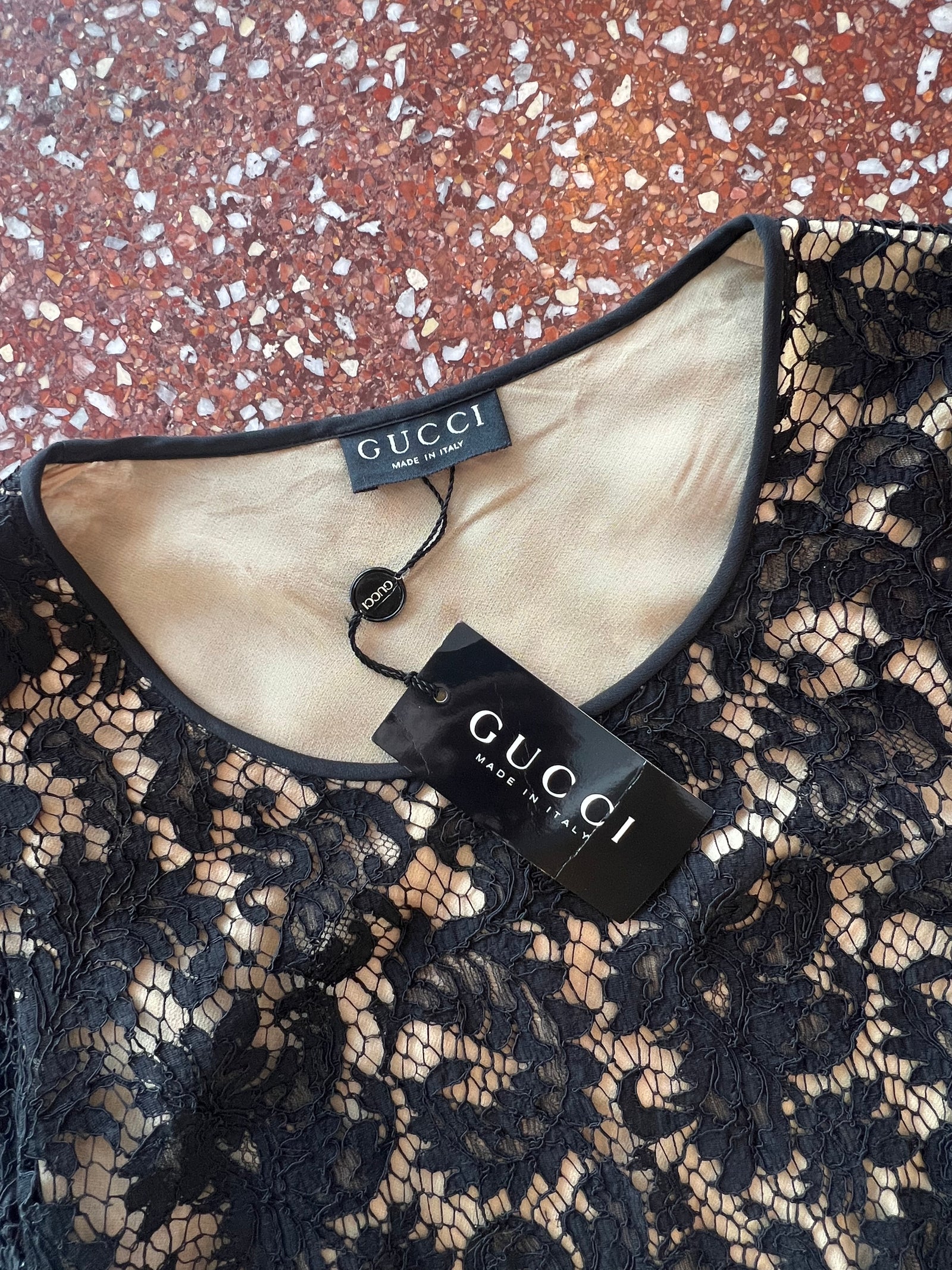 GUCCI BY TOM FORD BLACK LACE MINI DRESS 1996