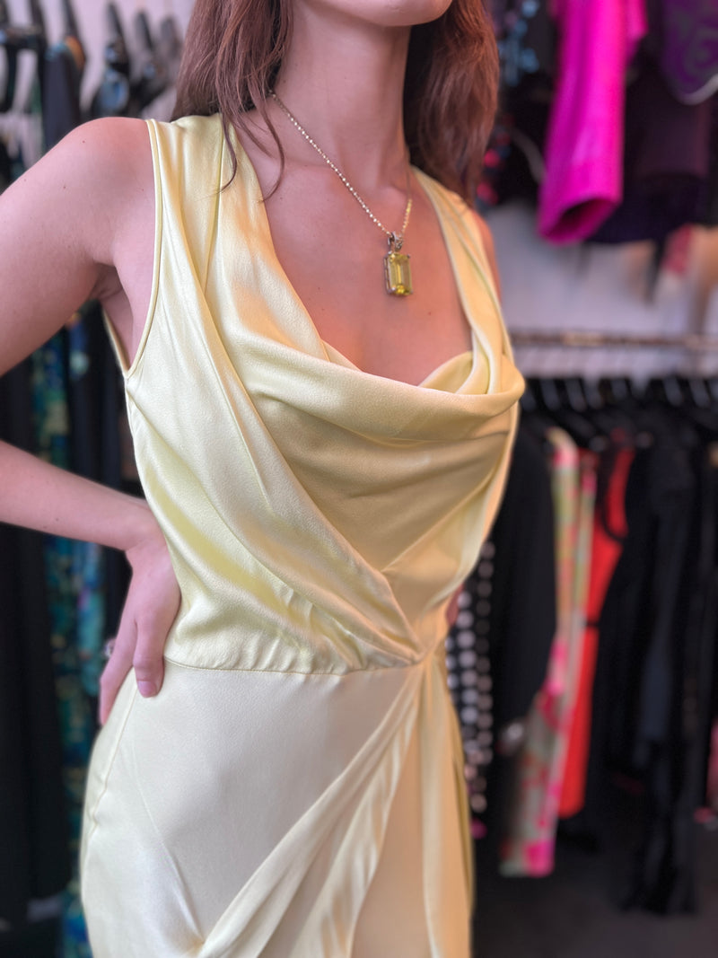 JOHN GALLIANO LEMON MERINGUE SATIN EVENING GOWN 2000S