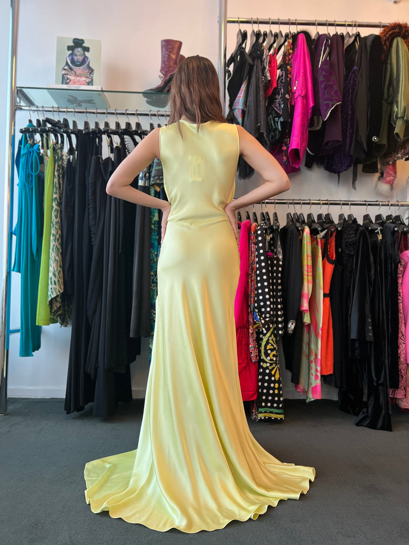 JOHN GALLIANO LEMON MERINGUE SATIN EVENING GOWN 2000S