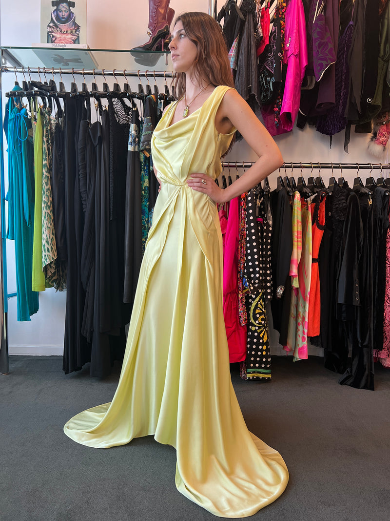 JOHN GALLIANO LEMON MERINGUE SATIN EVENING GOWN 2000S