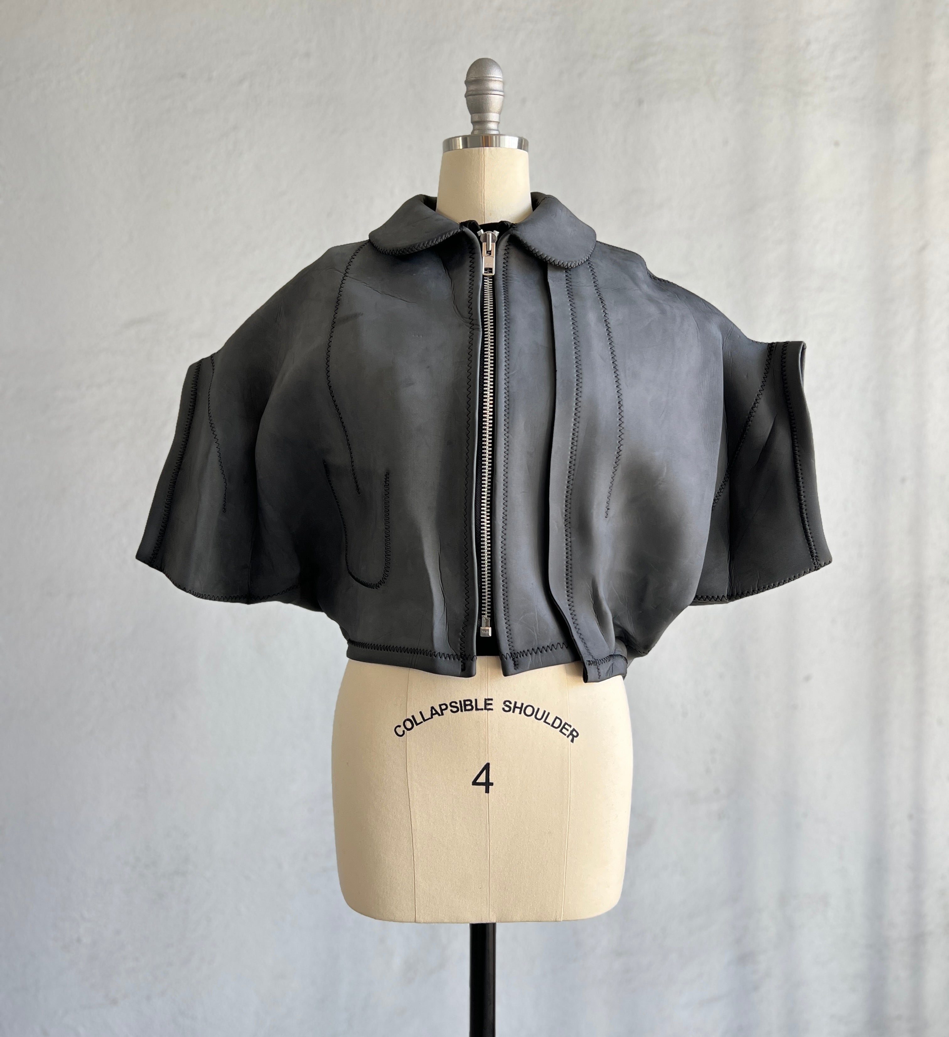 COMME DES GARÇONS GREY NEOPRENE RUBBER SCULPTURAL JACKET 2005