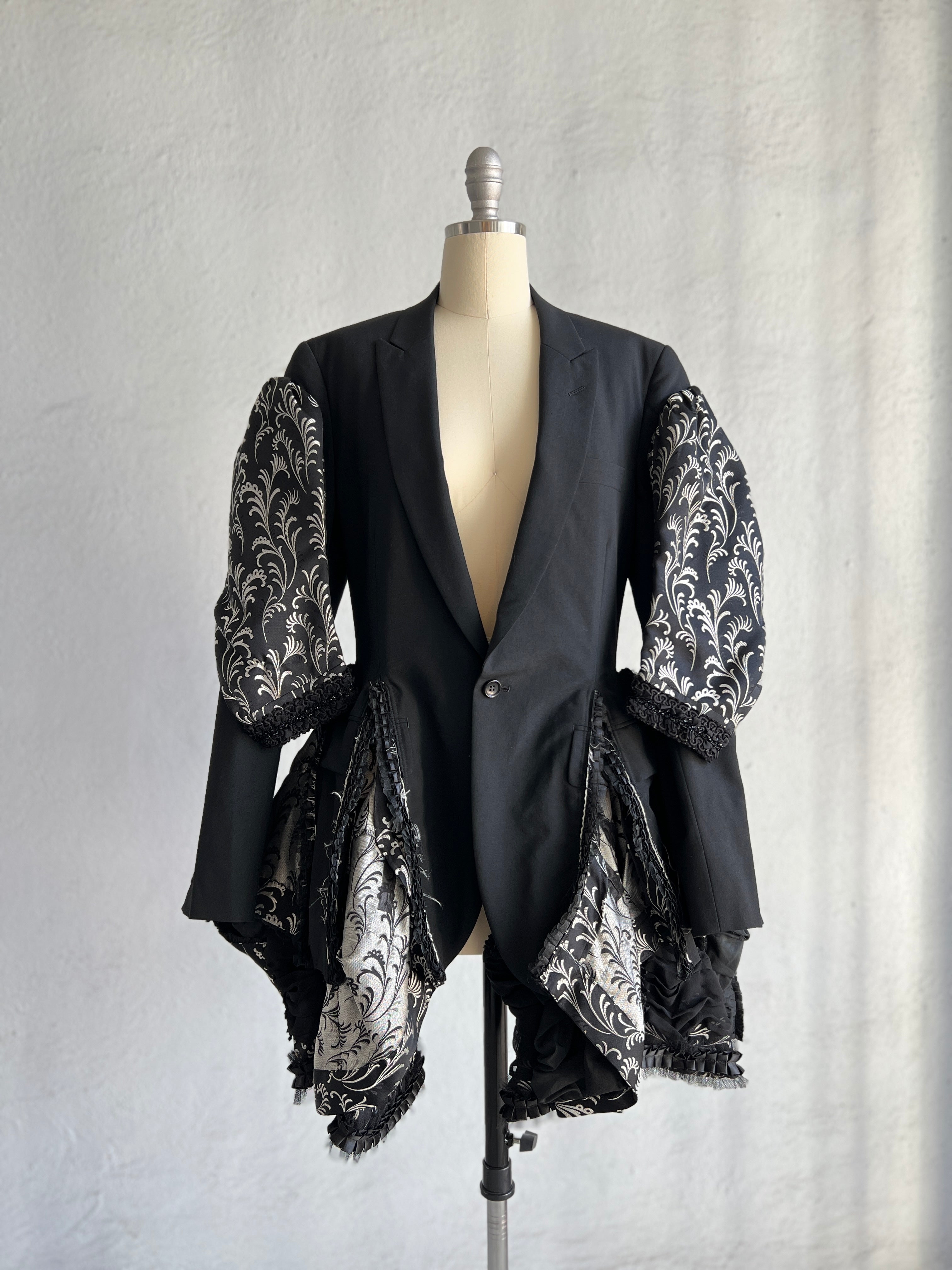 COMME DES GARÇONS BLACK FANCY COAT WITH SILVER-TONE EMBROIDERY 2006