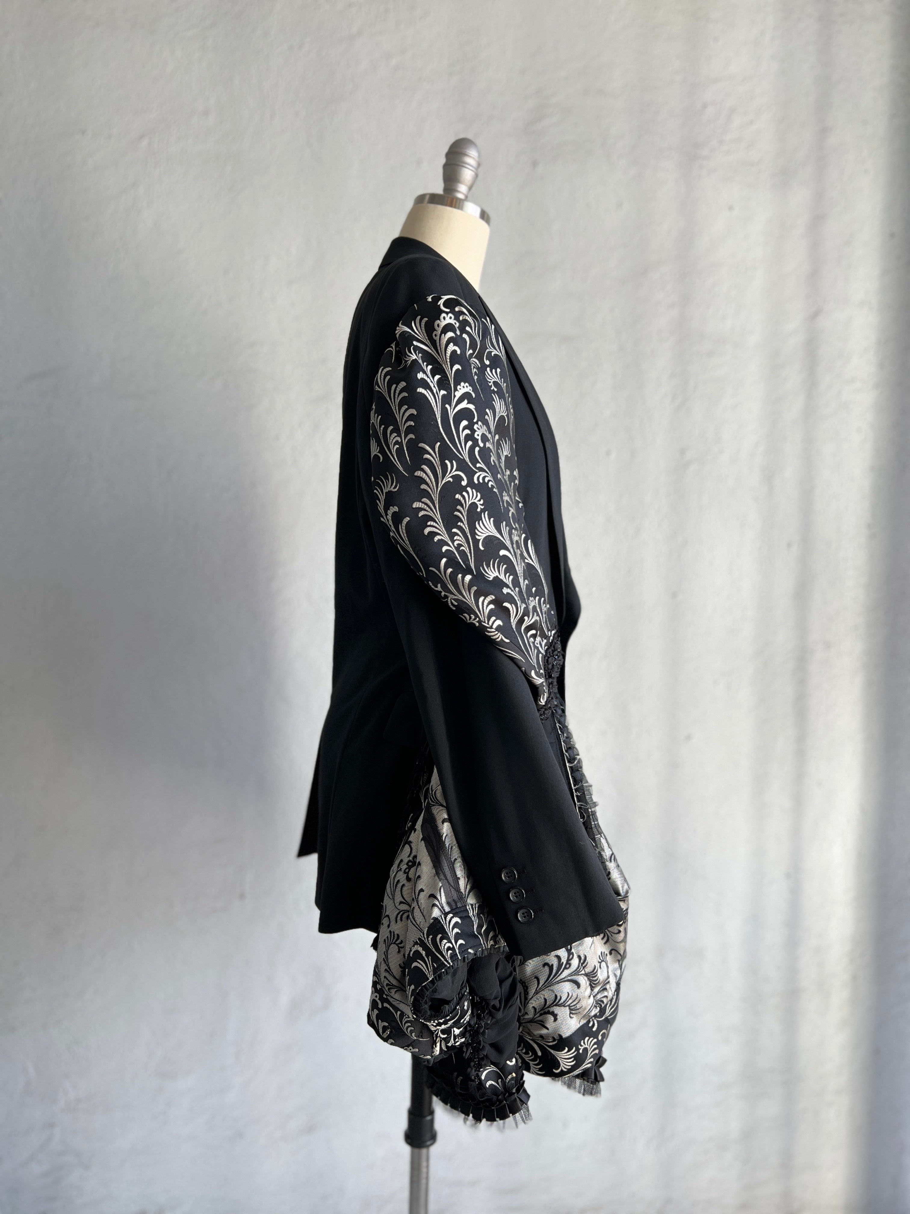 COMME DES GARÇONS BLACK FANCY COAT WITH SILVER-TONE EMBROIDERY 2006