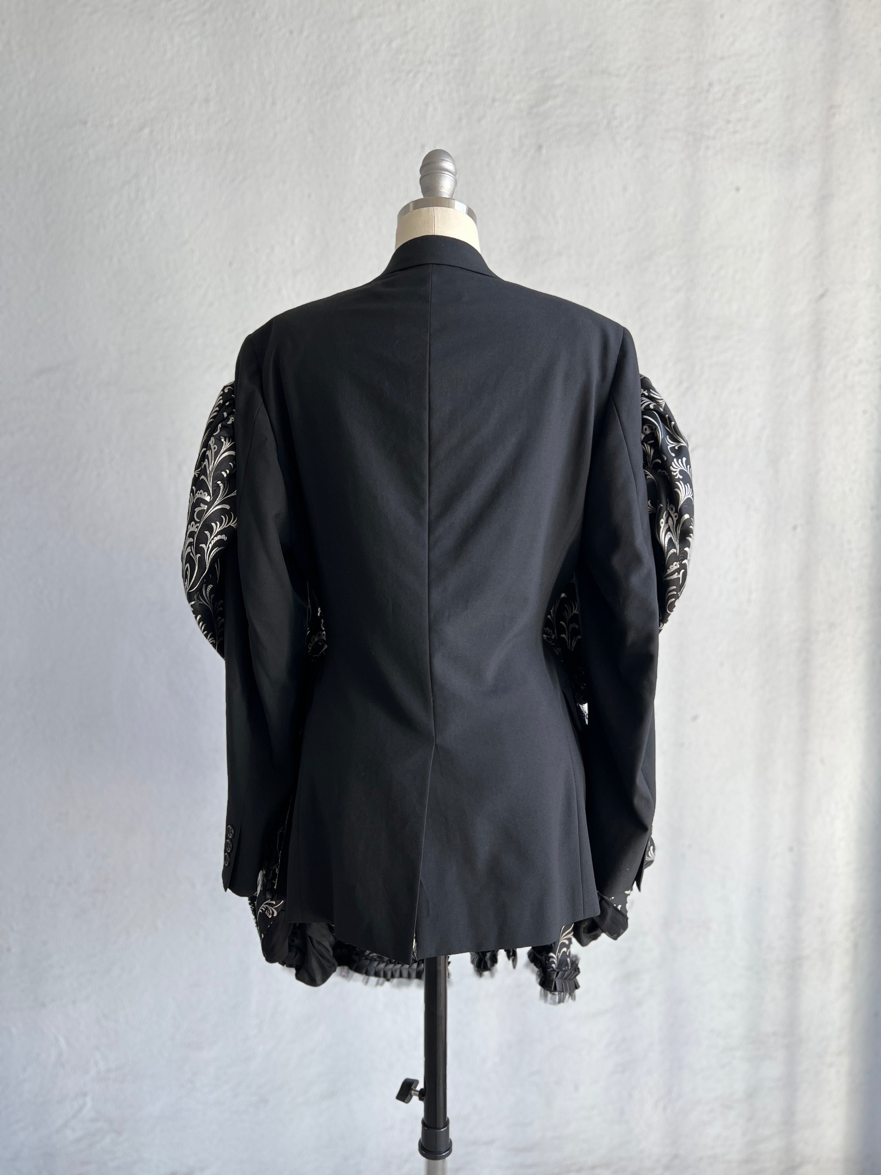 COMME DES GARÇONS BLACK FANCY COAT WITH SILVER-TONE EMBROIDERY 2006