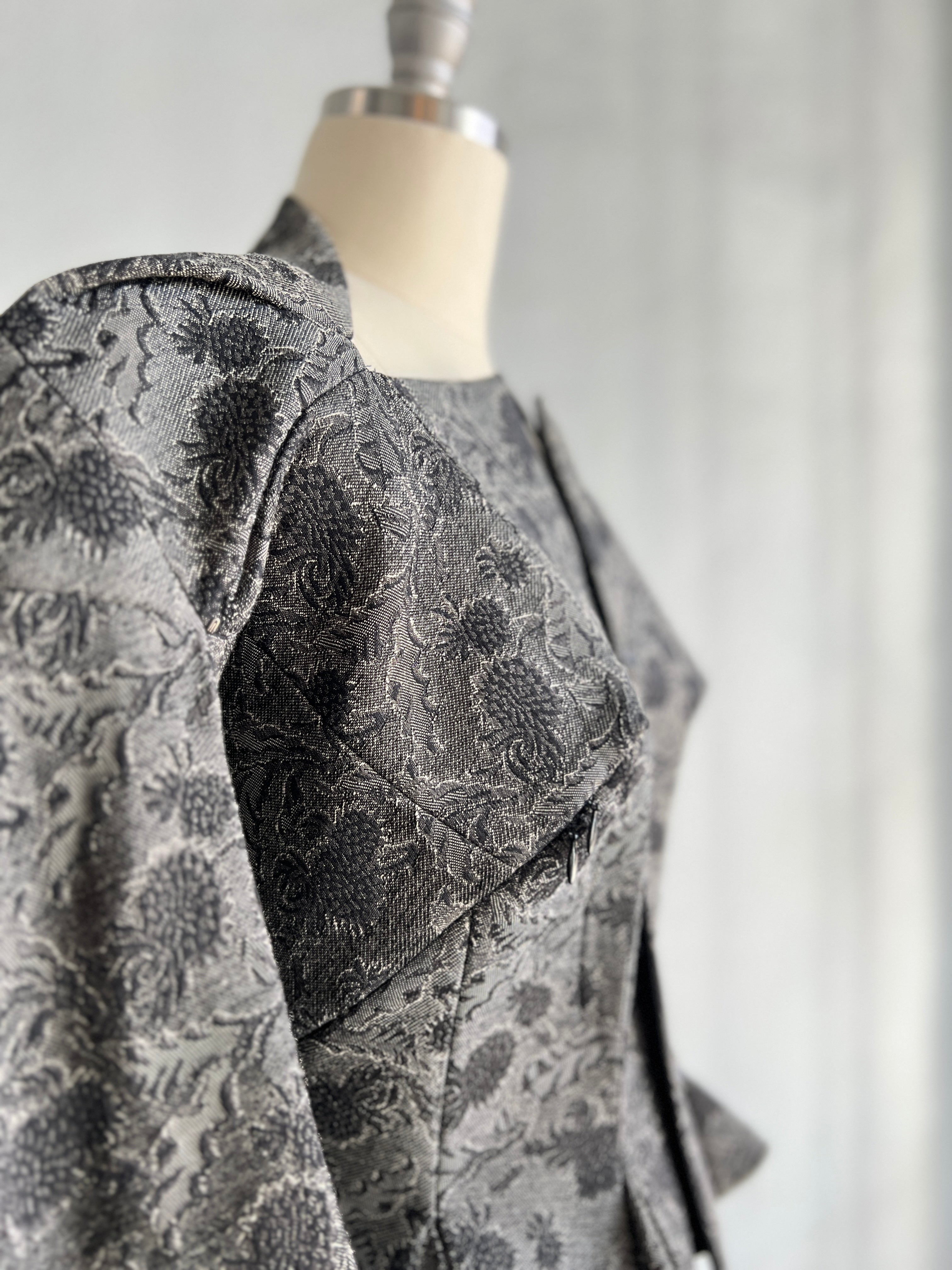 JUNYA WATANABE GREY FLORAL RUBBER NEOPRENE FANCY TRANSFORMABLE JACKET 1999-2000