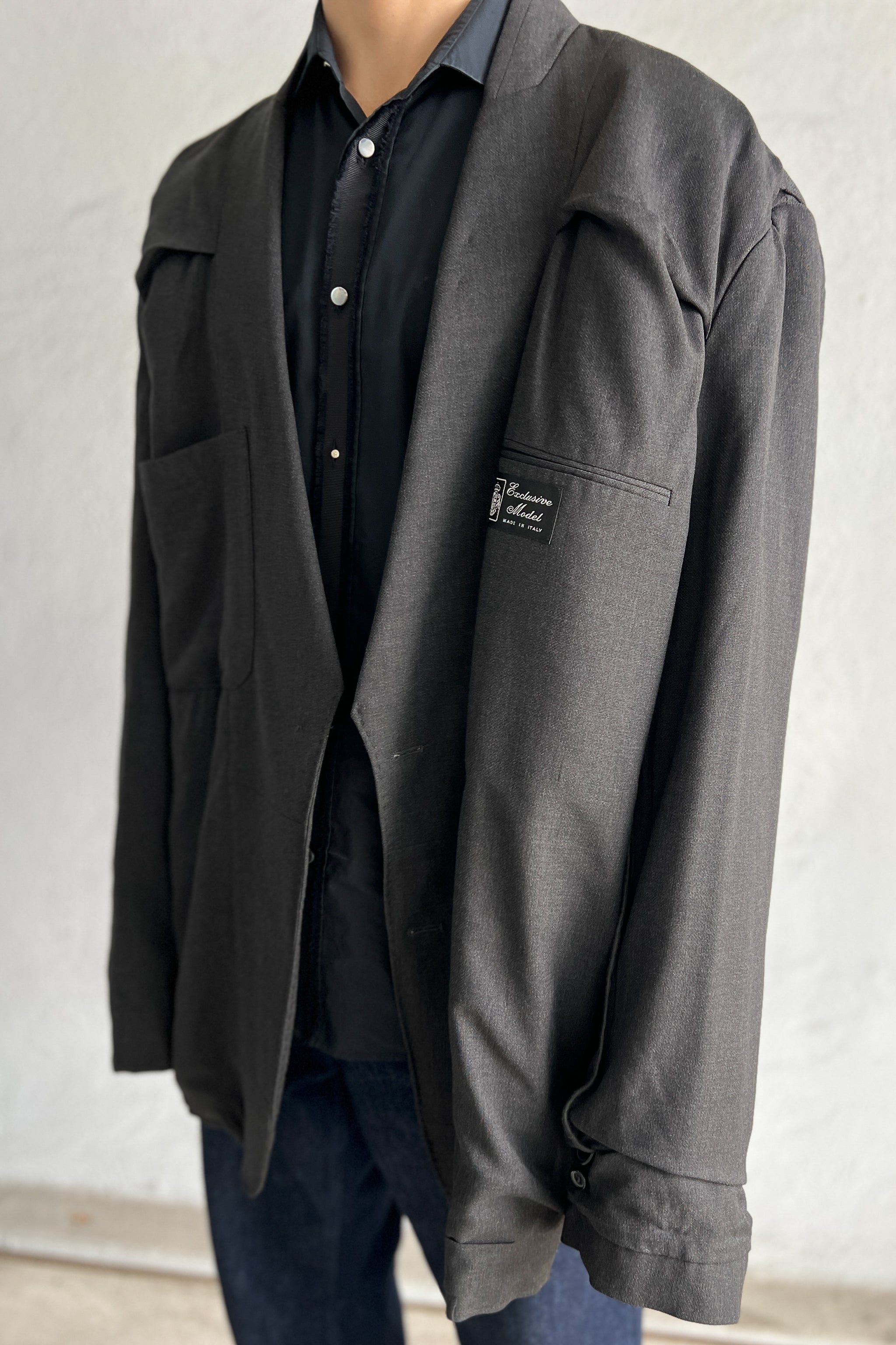 MAISON MARTIN MARGIELA OVERSIZED GREY BLUE SUITING JACKET AW 2000