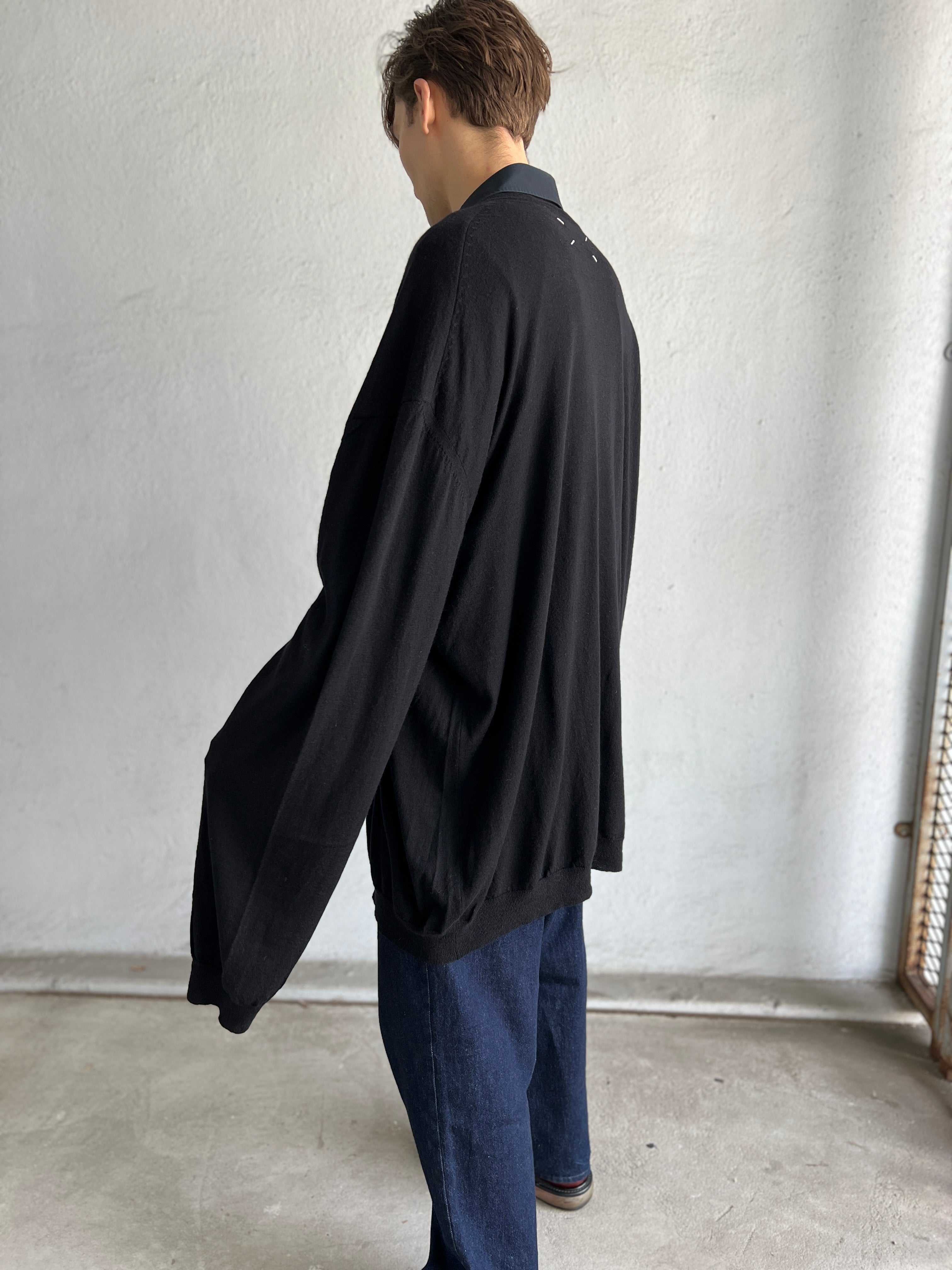 MAISON MARTIN MARGIELA BLACK OVERSIZED V NECK SWEATER 2000