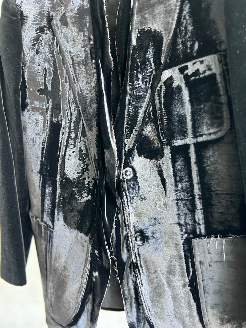MAISON MARTIN MARGIELA BLACK VELVET DECONSTRUCTED FLAT JACKET 2000