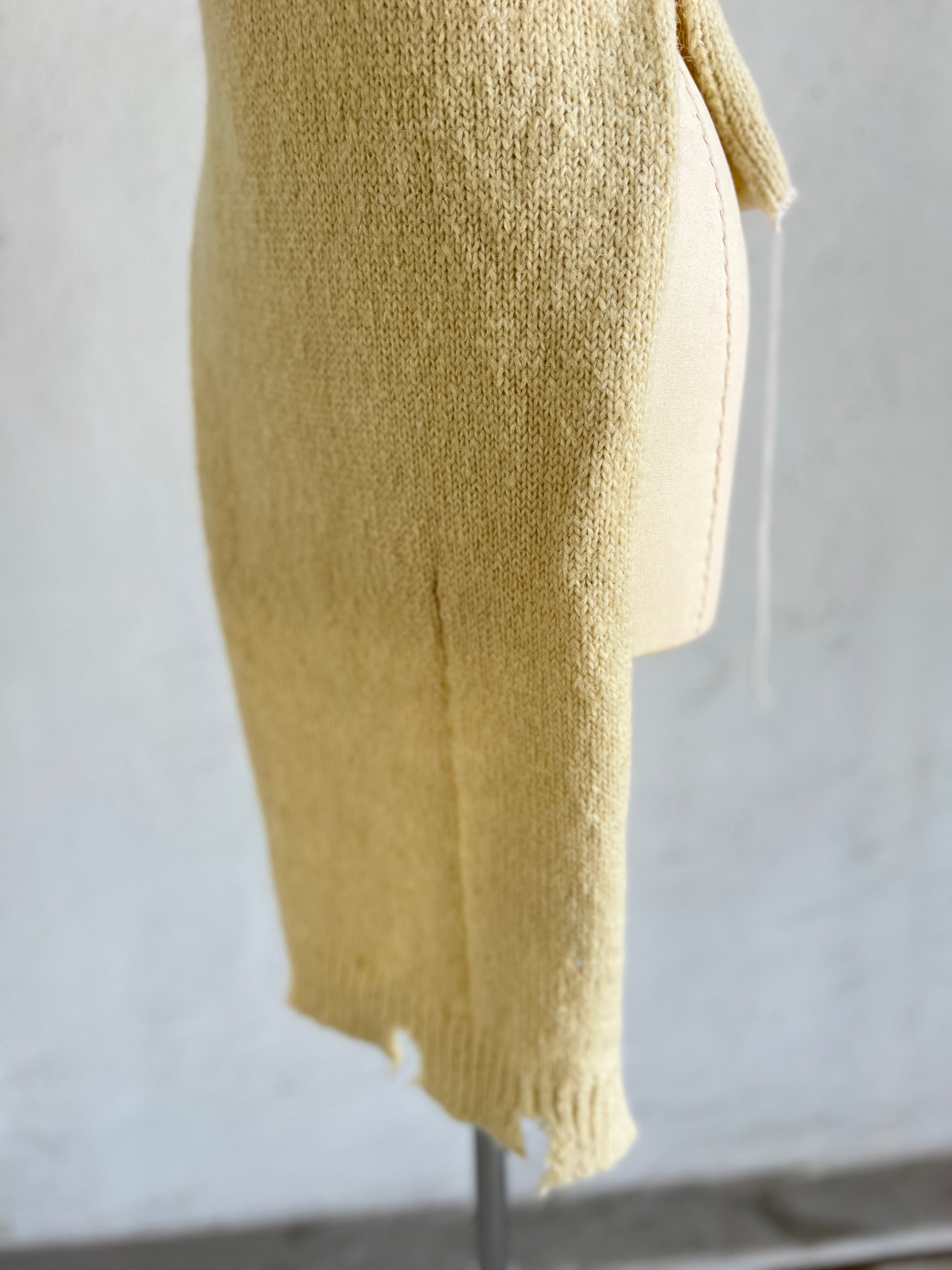 MAISON MARTIN MARGIELA OFF WHITE DECONSTRUCTED HIGH LOW SWEATER WITH HIGH NECK 2000-2001