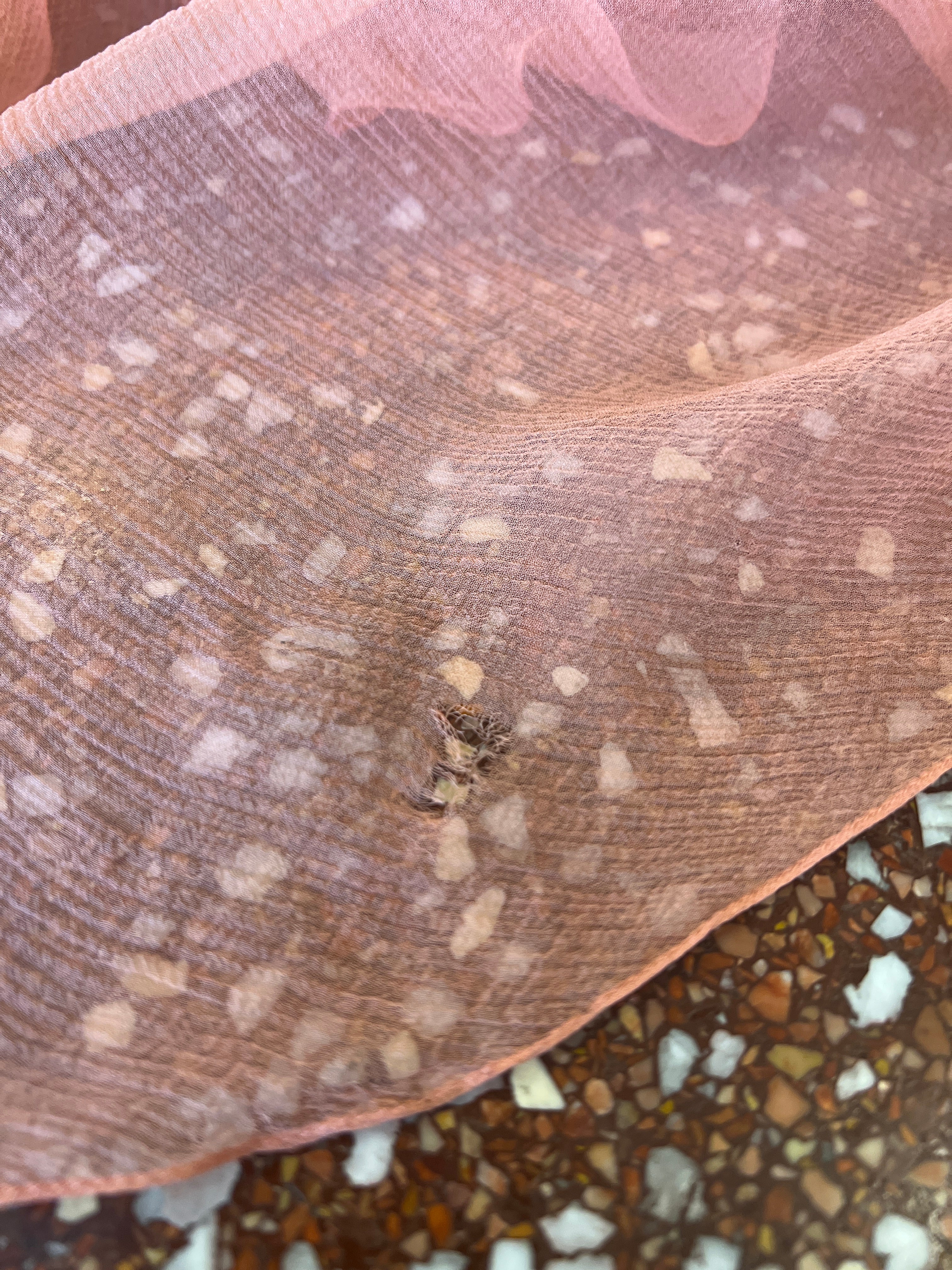 JOHN GALLIANO PEACH CHIFFON EVENING GOWN WITH RUFFLES 2000S