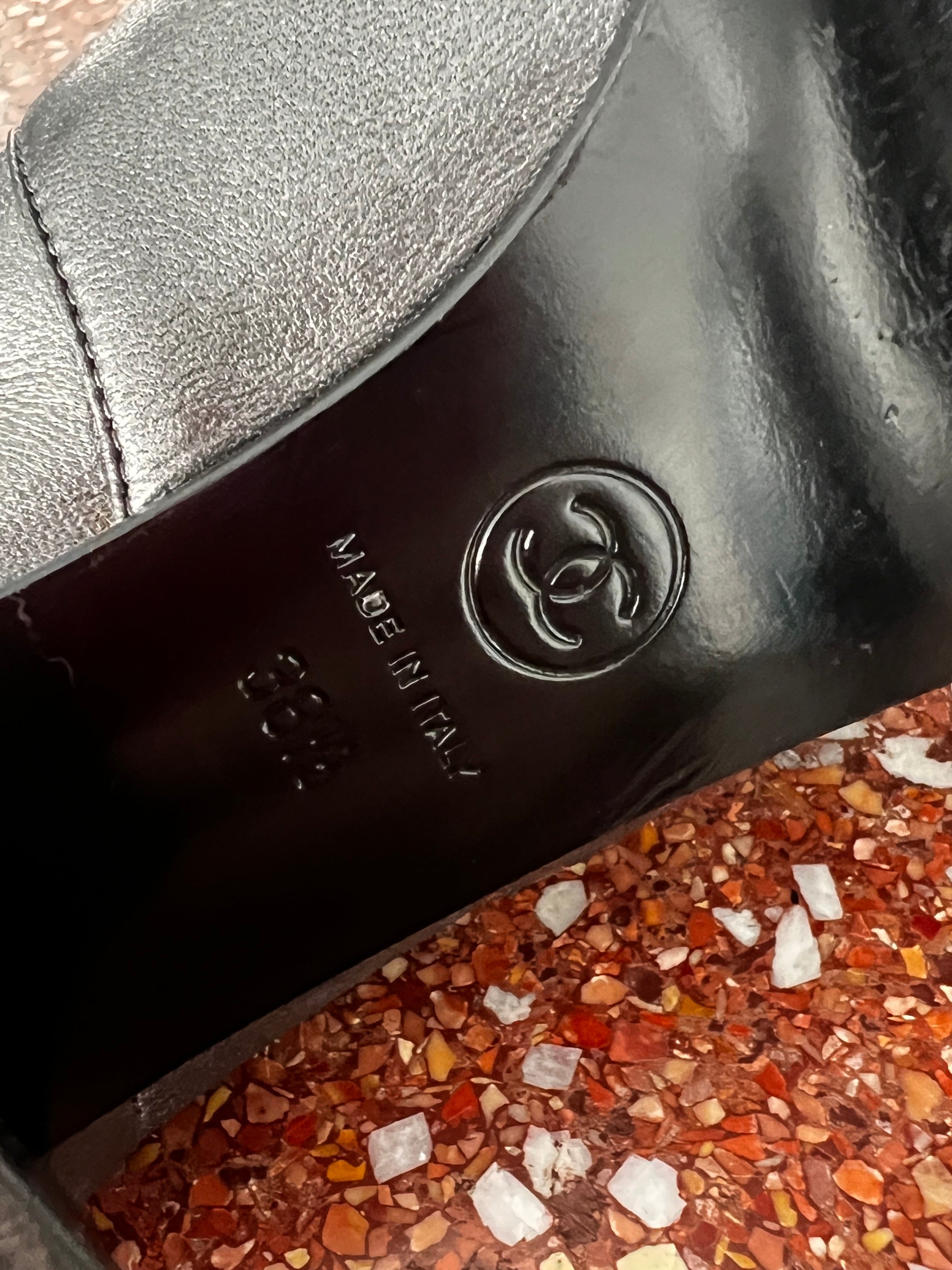 CHANEL PARIS-DALLAS METALLIC LEATHER THIGH HIGH BOOTS WITH BLACK EMBLEMS & ZIPPERS 2014