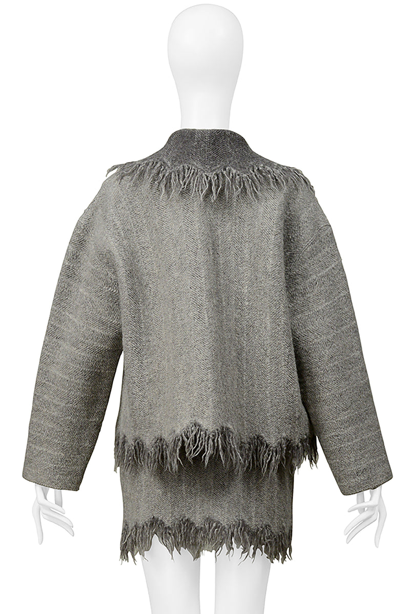 ISSEY MIYAKE GREY BLANKET MINI SKIRT SUIT