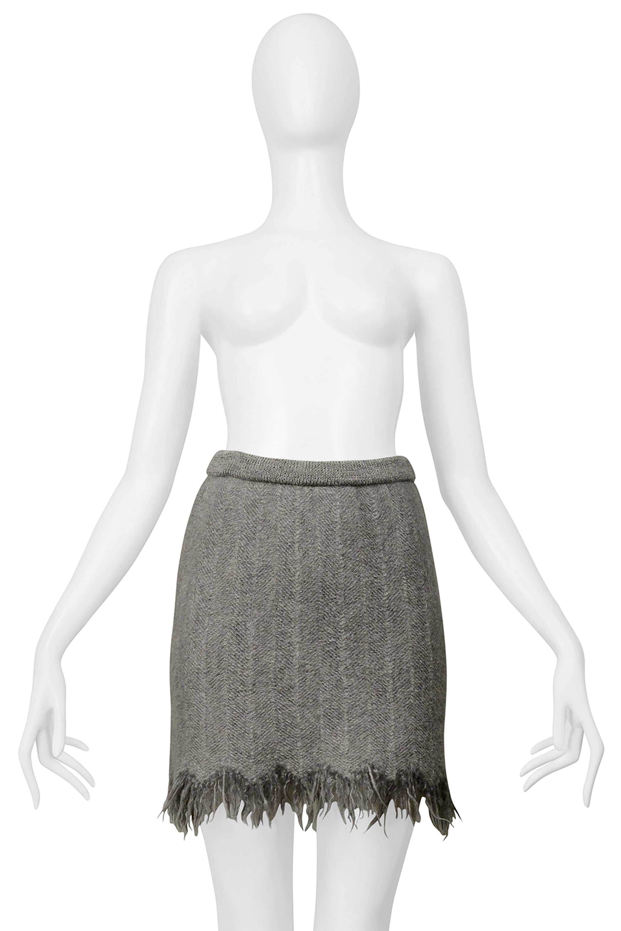 ISSEY MIYAKE GREY BLANKET MINI SKIRT SUIT