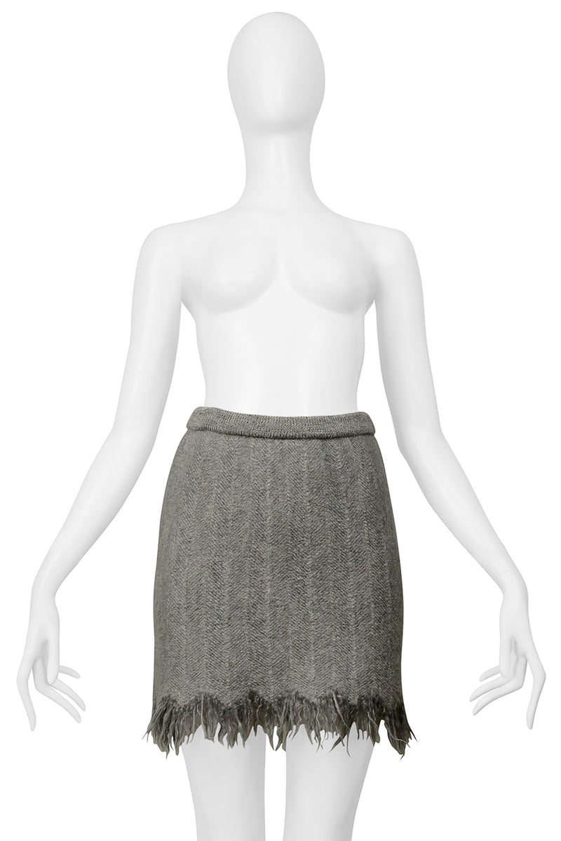 ISSEY MIYAKE GREY BLANKET MINI SKIRT SUIT