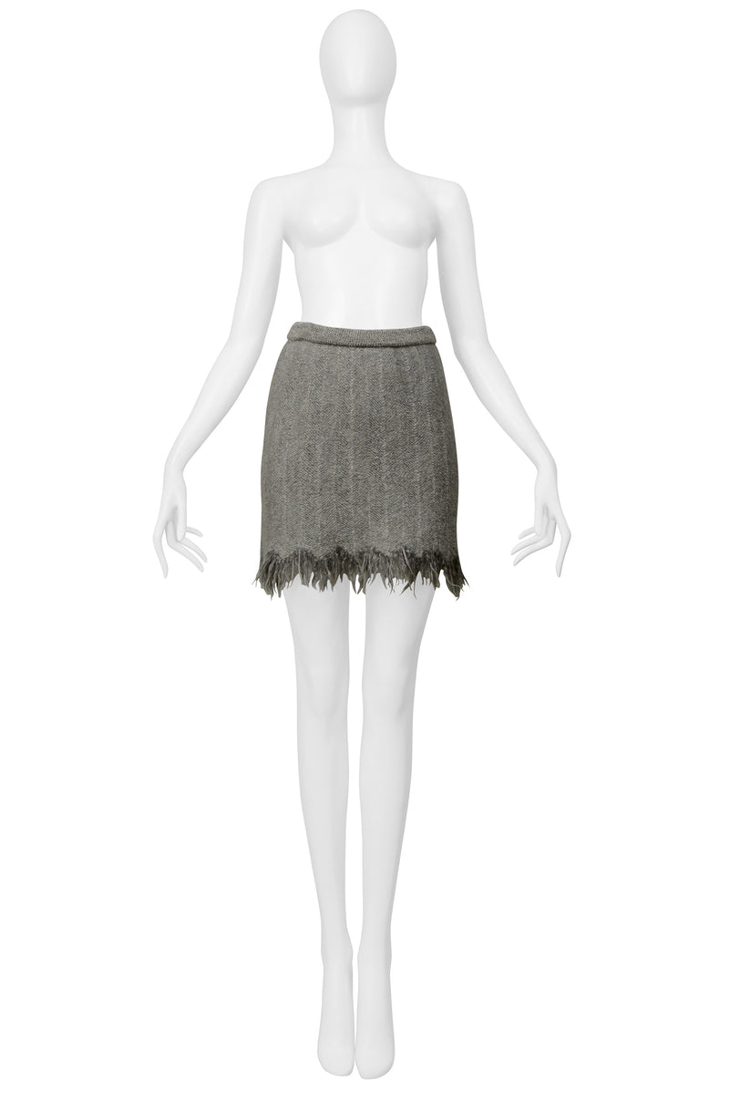 ISSEY MIYAKE GREY BLANKET MINI SKIRT SUIT