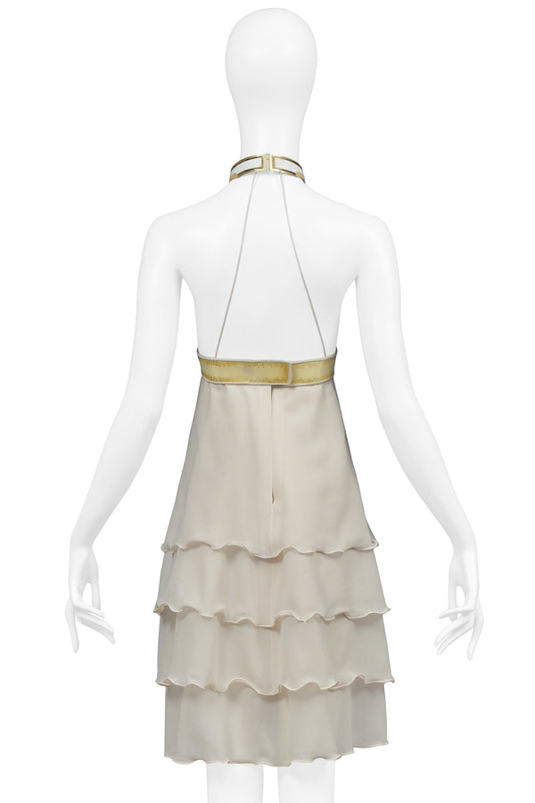 JACQUES CASSIA OFF WHITE VINYL COLLAR DRESS 1970s