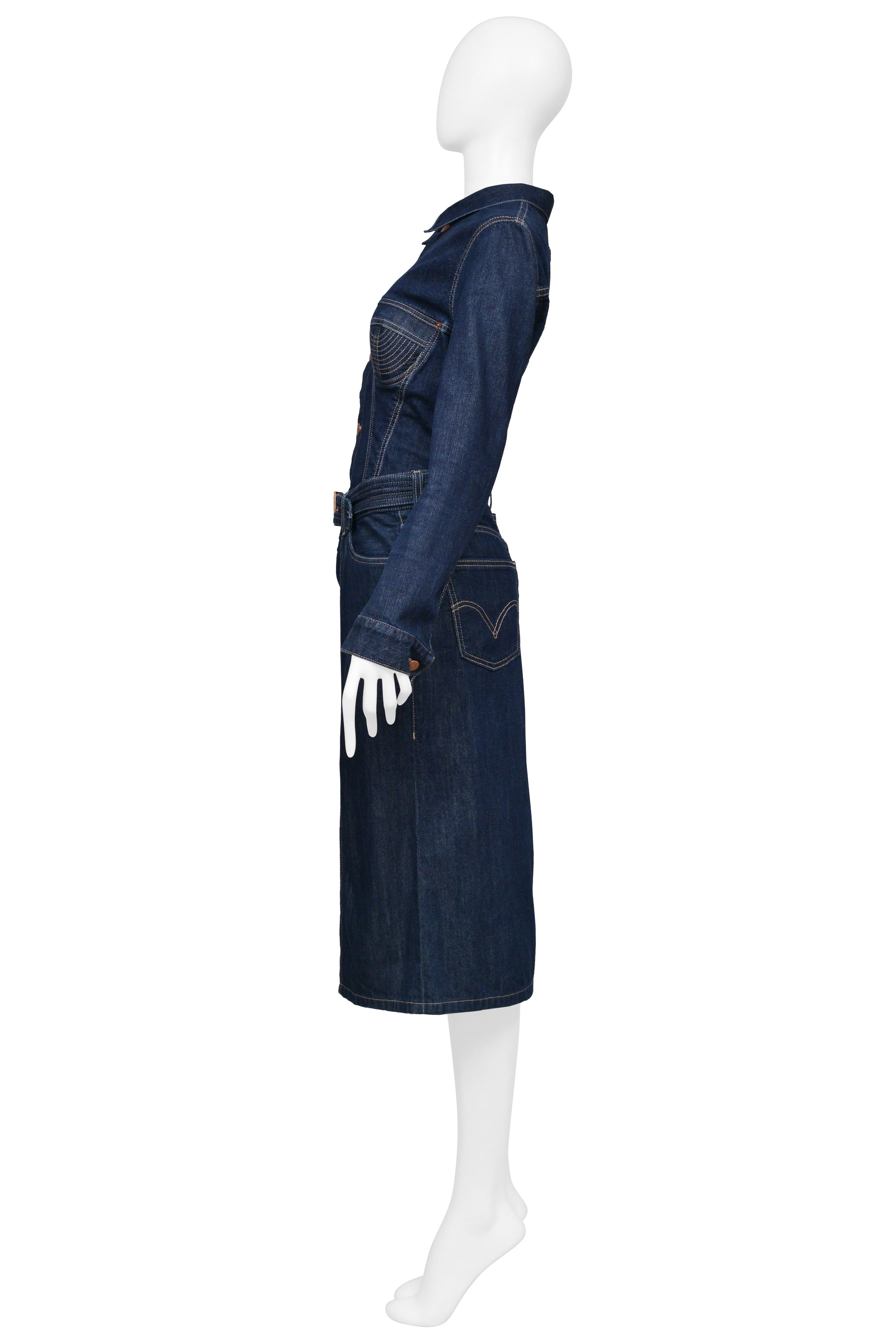 JEAN PAUL GAULTIER 2010 DENIM JACKET AND SKIRT ENSEMBLE