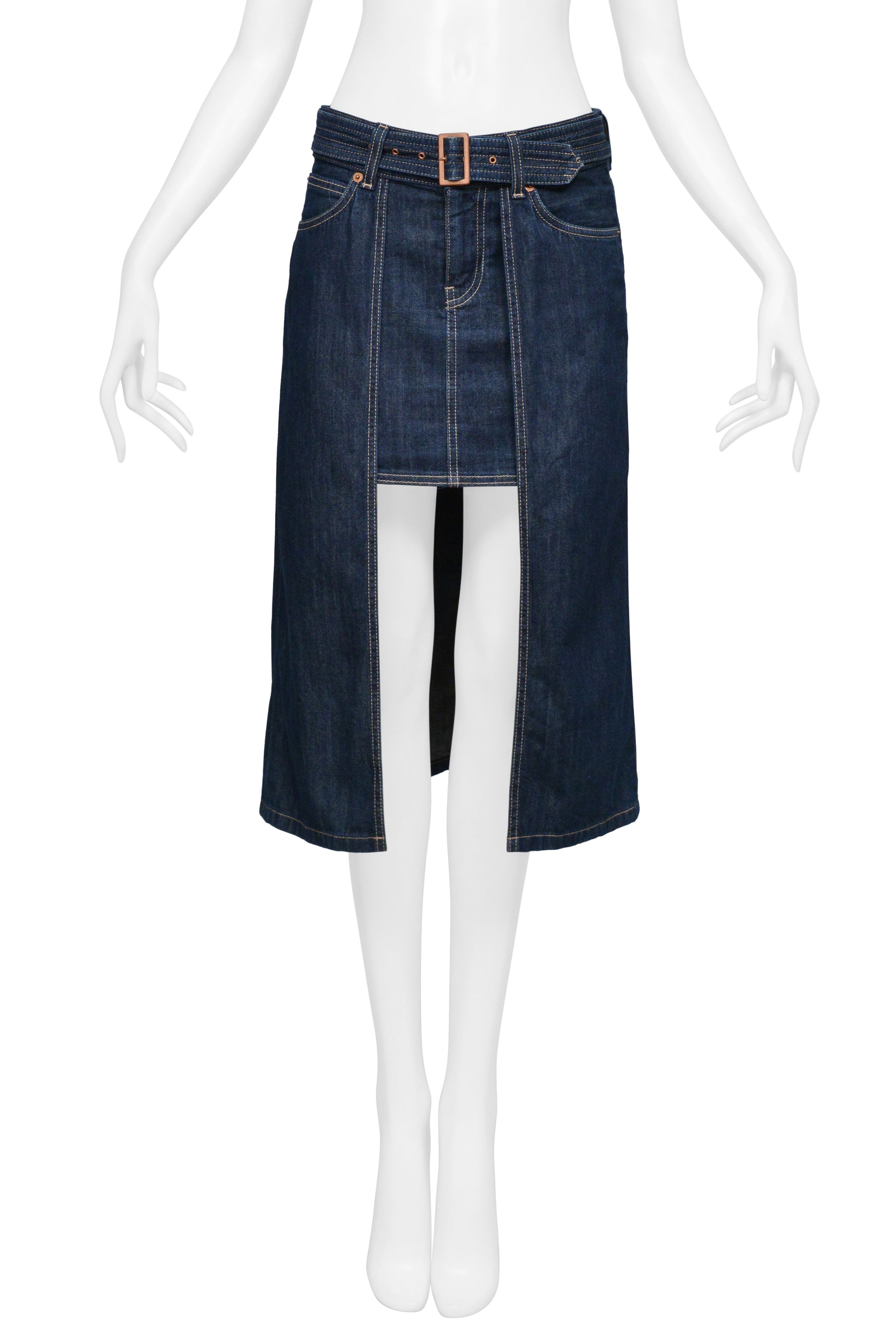 JEAN PAUL GAULTIER 2010 DENIM JACKET AND SKIRT ENSEMBLE