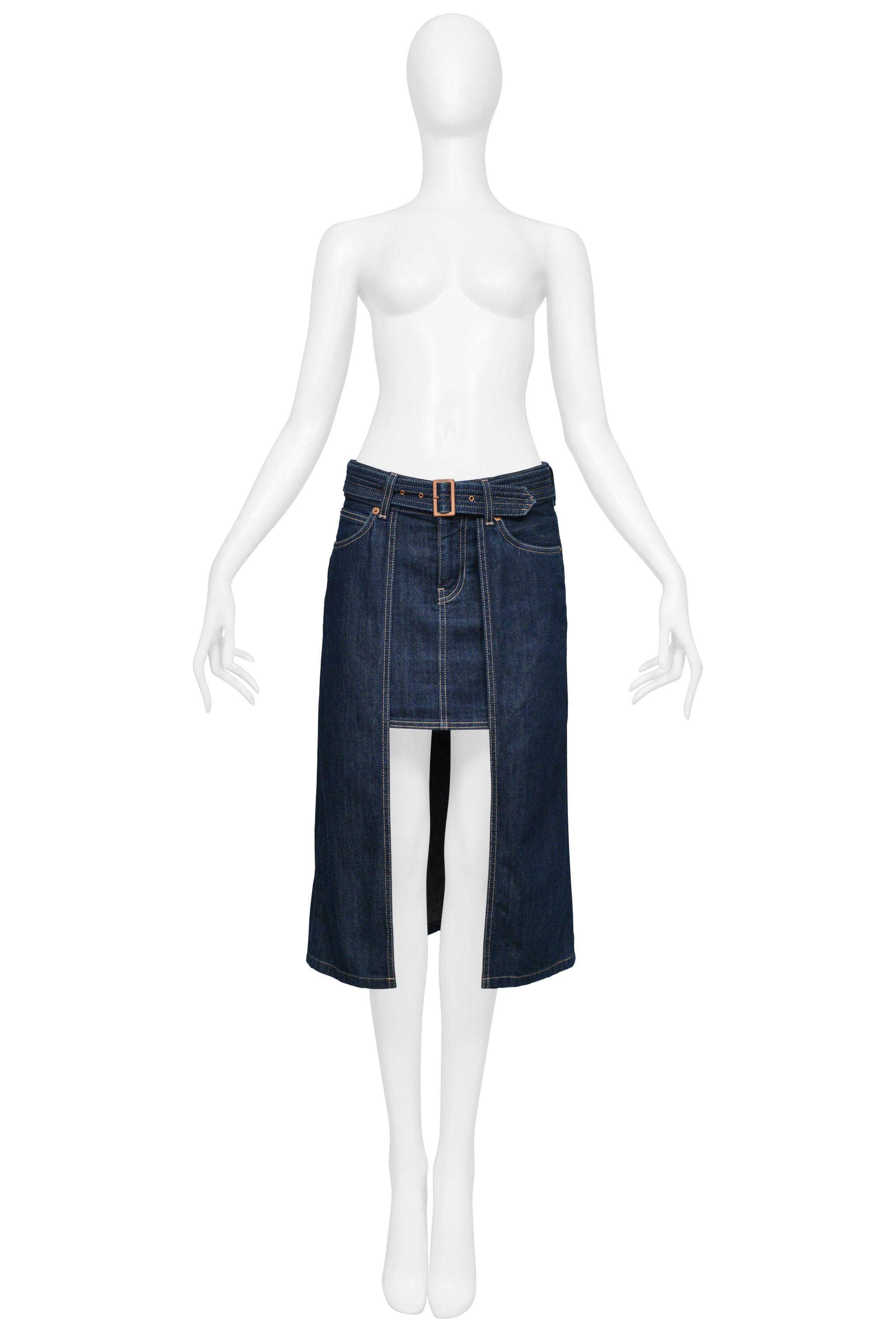 JEAN PAUL GAULTIER 2010 DENIM JACKET AND SKIRT ENSEMBLE